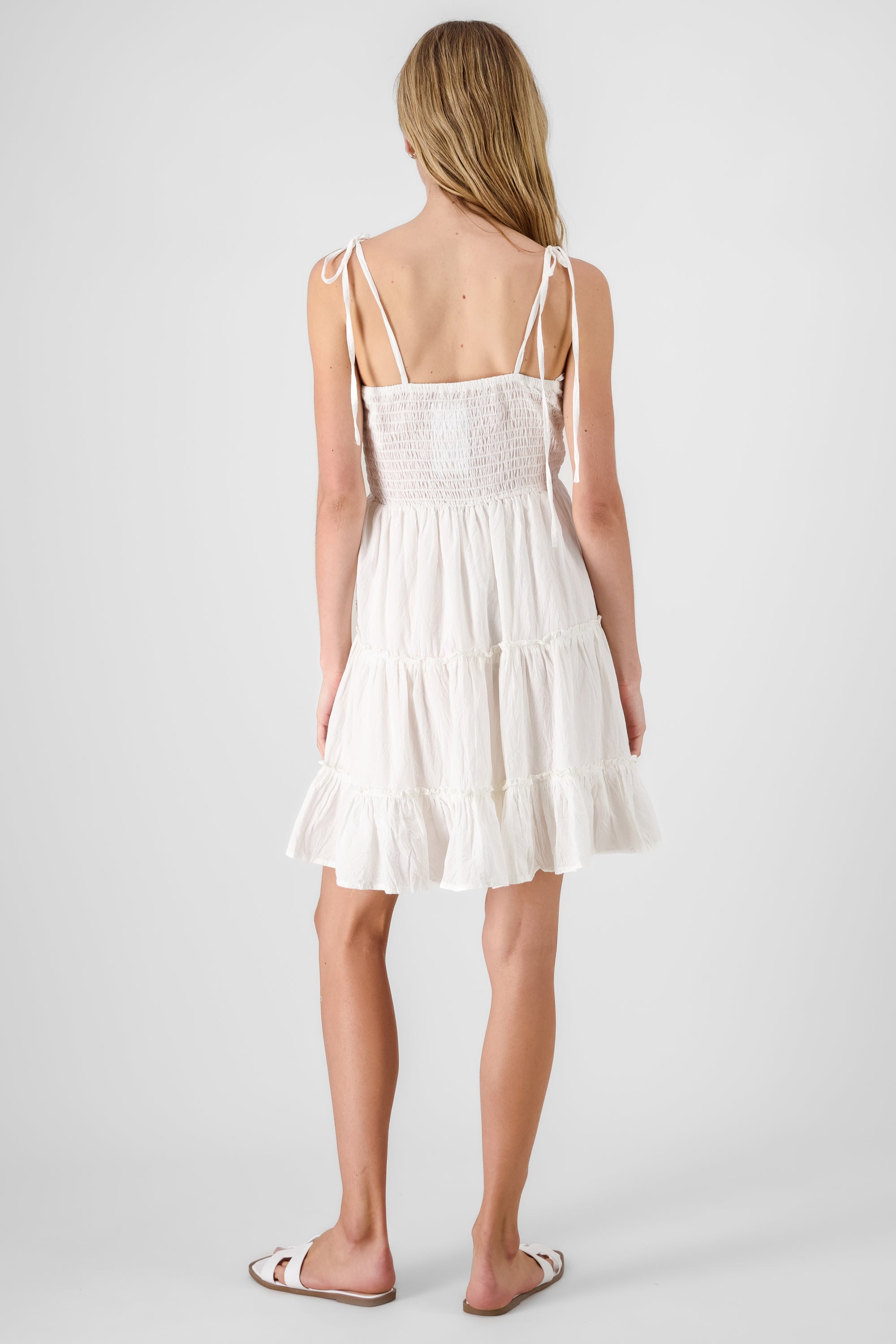 Vestido mini eyelet olanes BLANCO