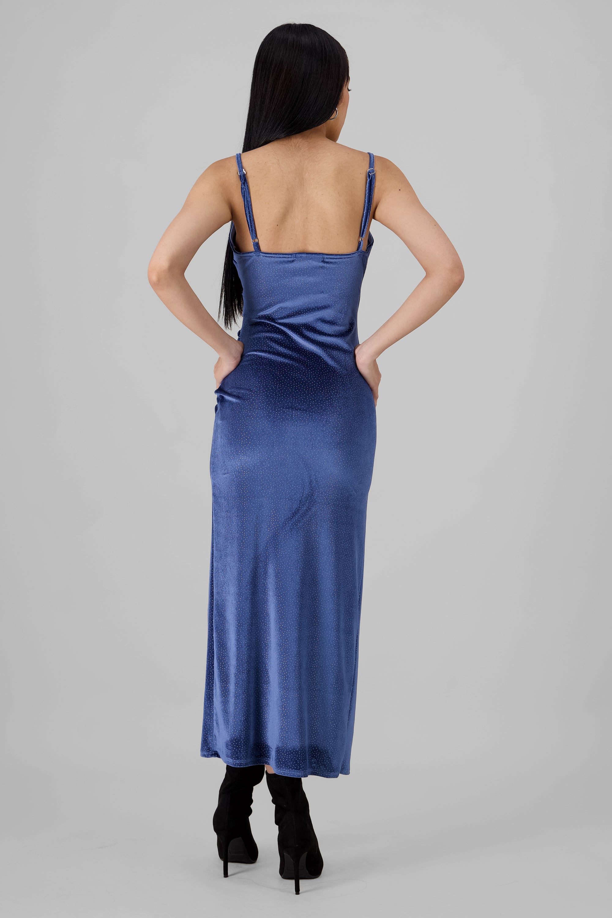 Vestido misi tirantes terciopelo brillos AZUL