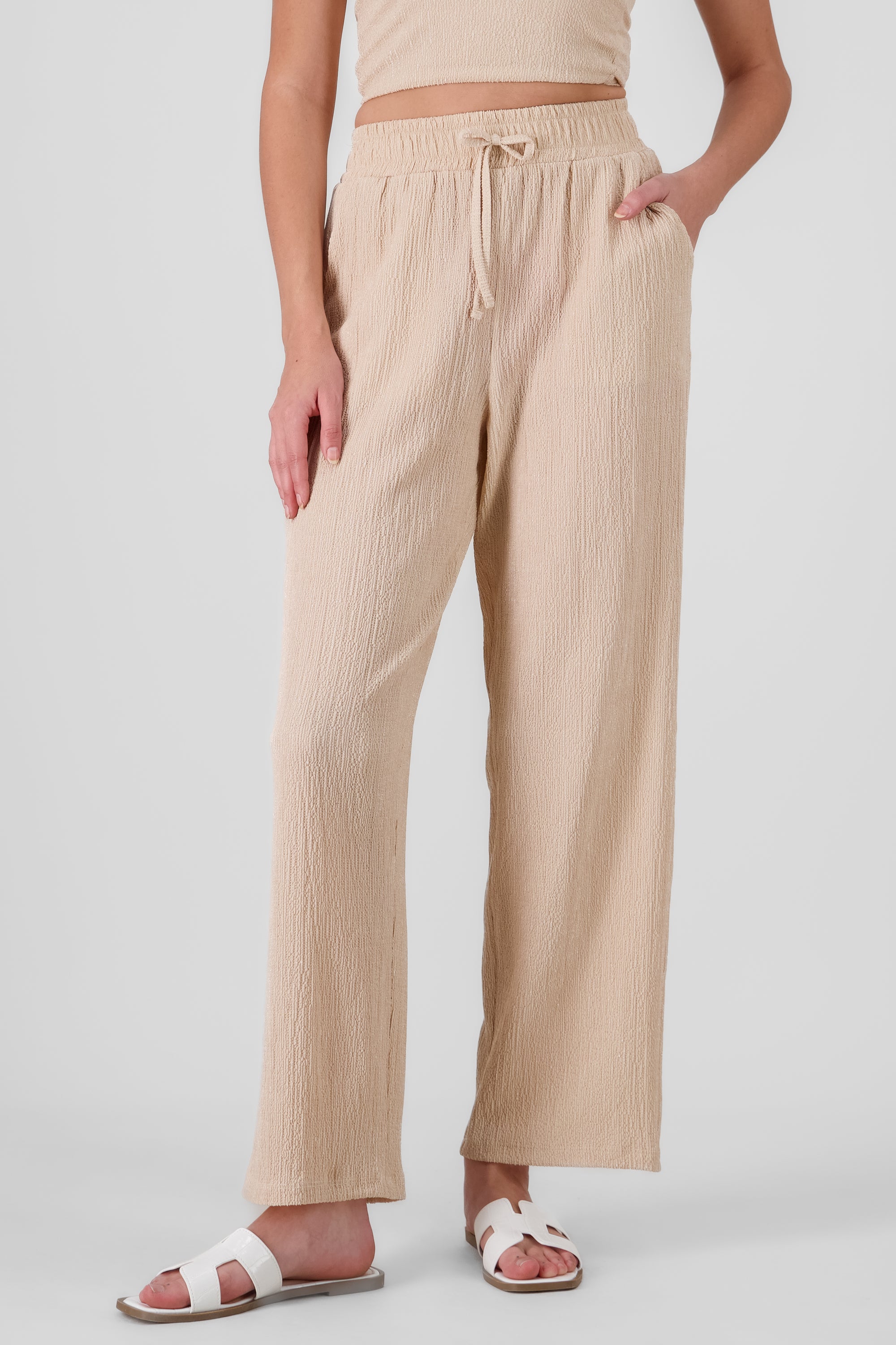 Pantalon jareta textura BEIGE