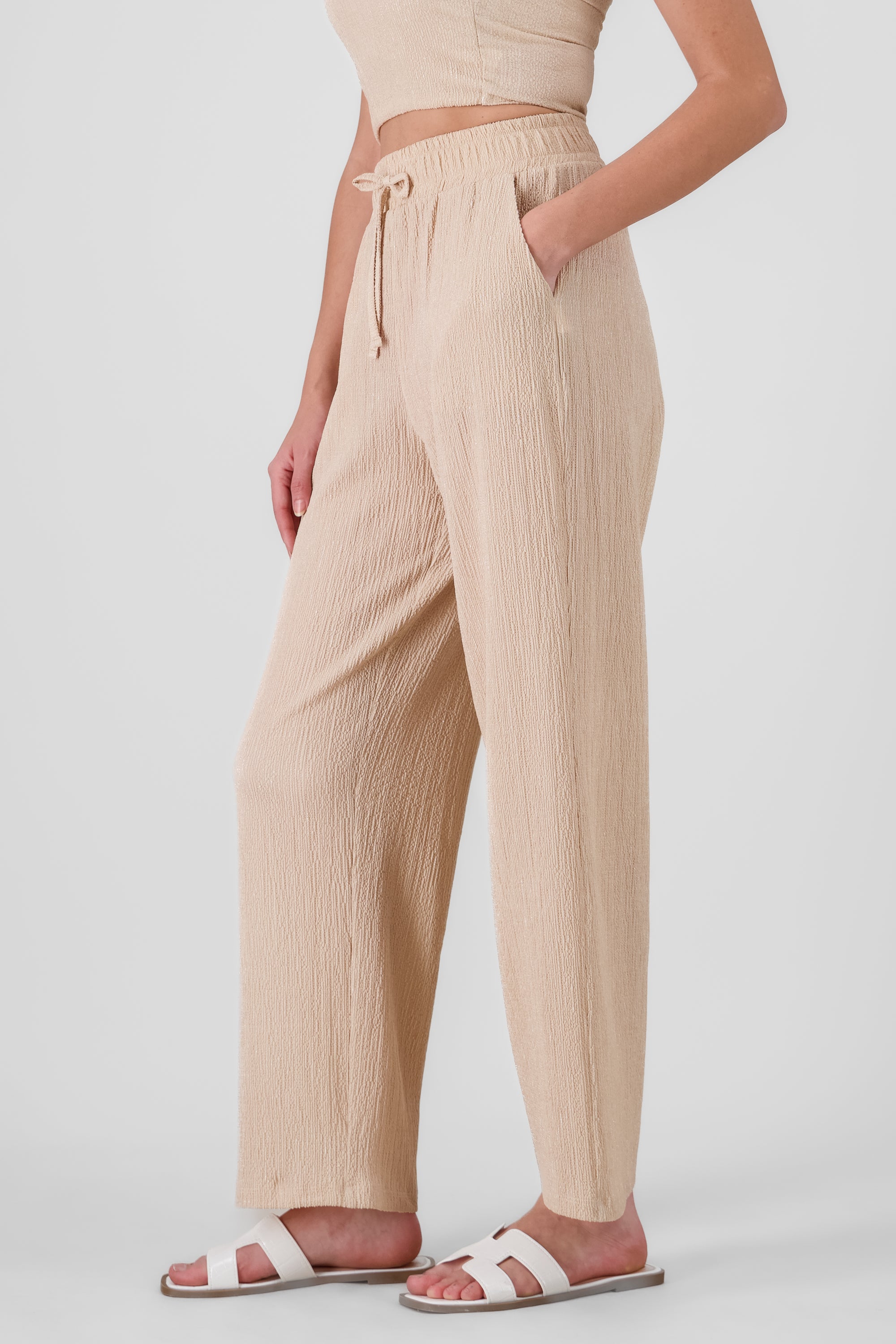 Pantalon jareta textura BEIGE