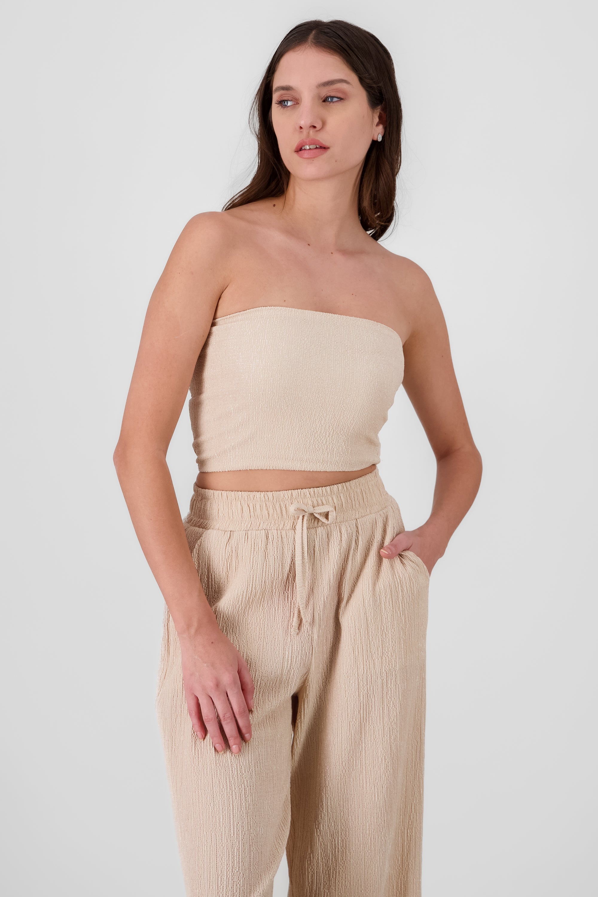 Top bandana textura BEIGE