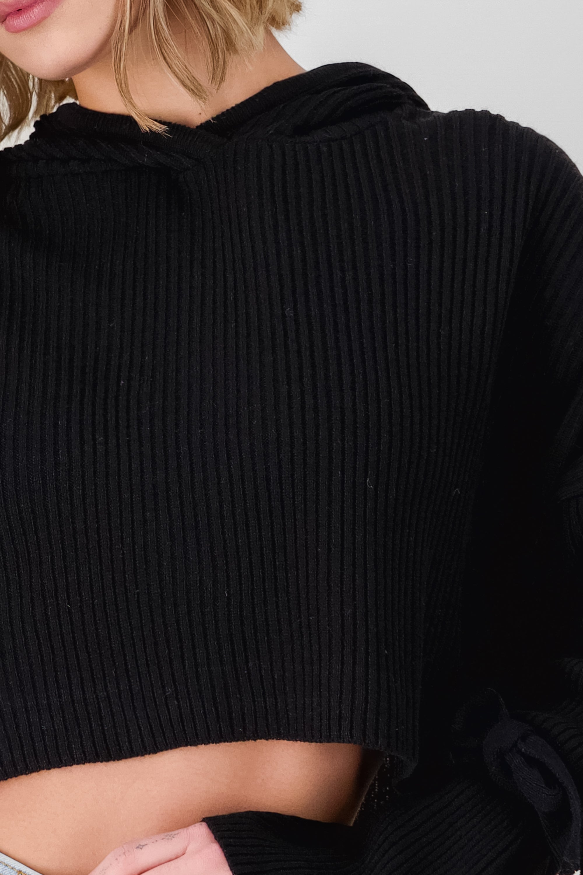 Sudadera tejida detalle laso NEGRO