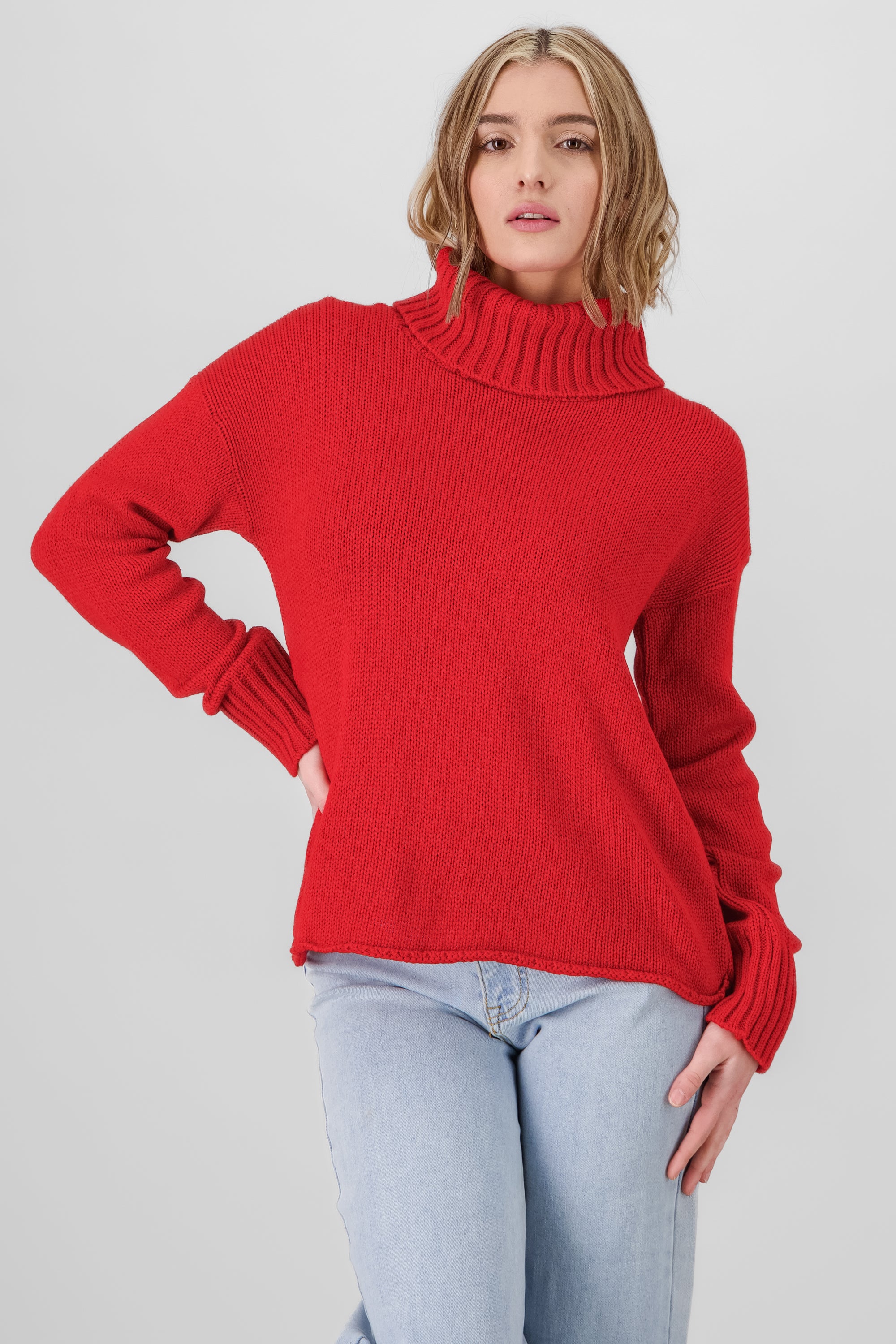 Sueter tejido cuello alto ROJO