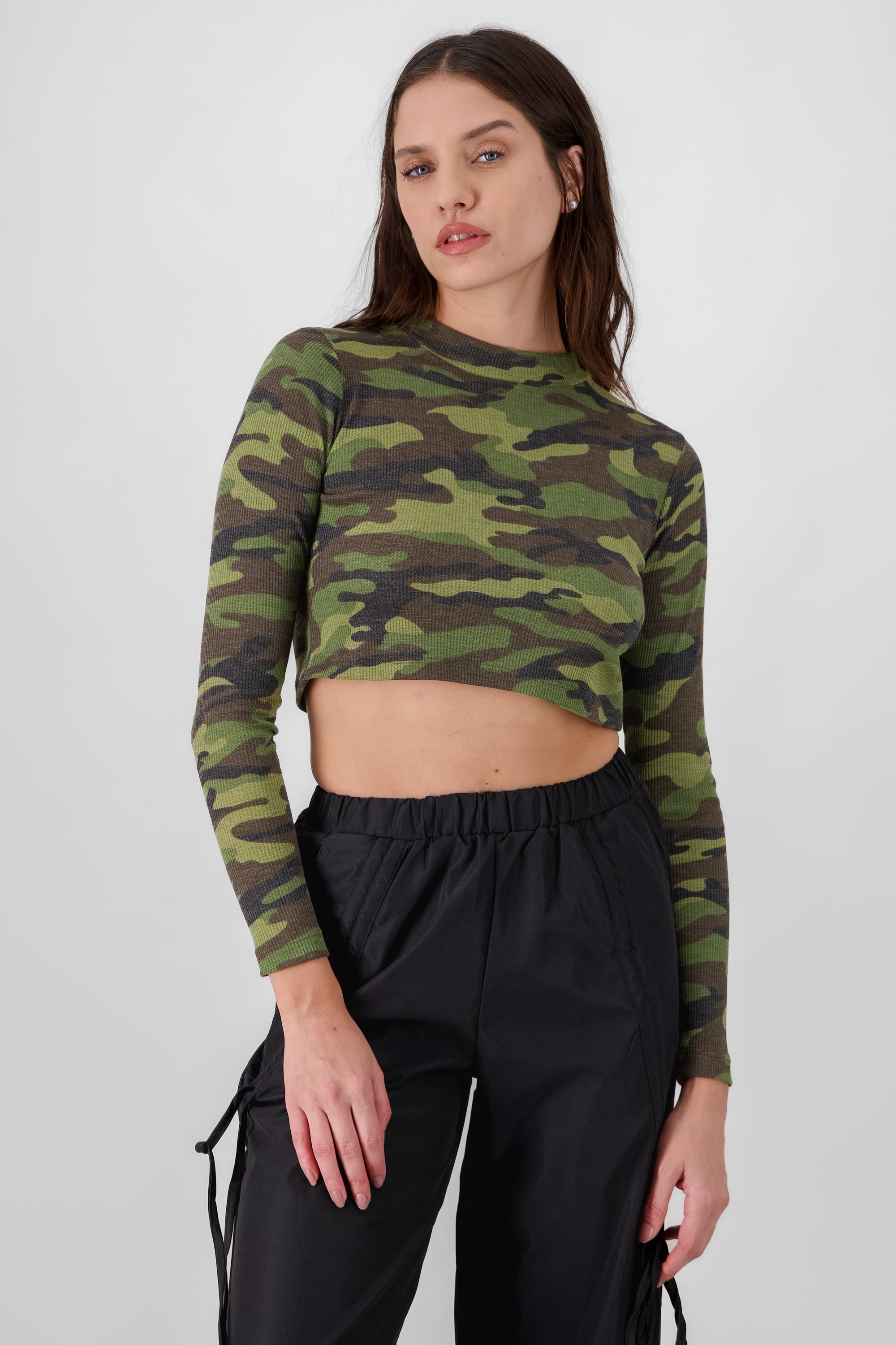 TOP MANGA LARGA MILITAR VERDE COMBO