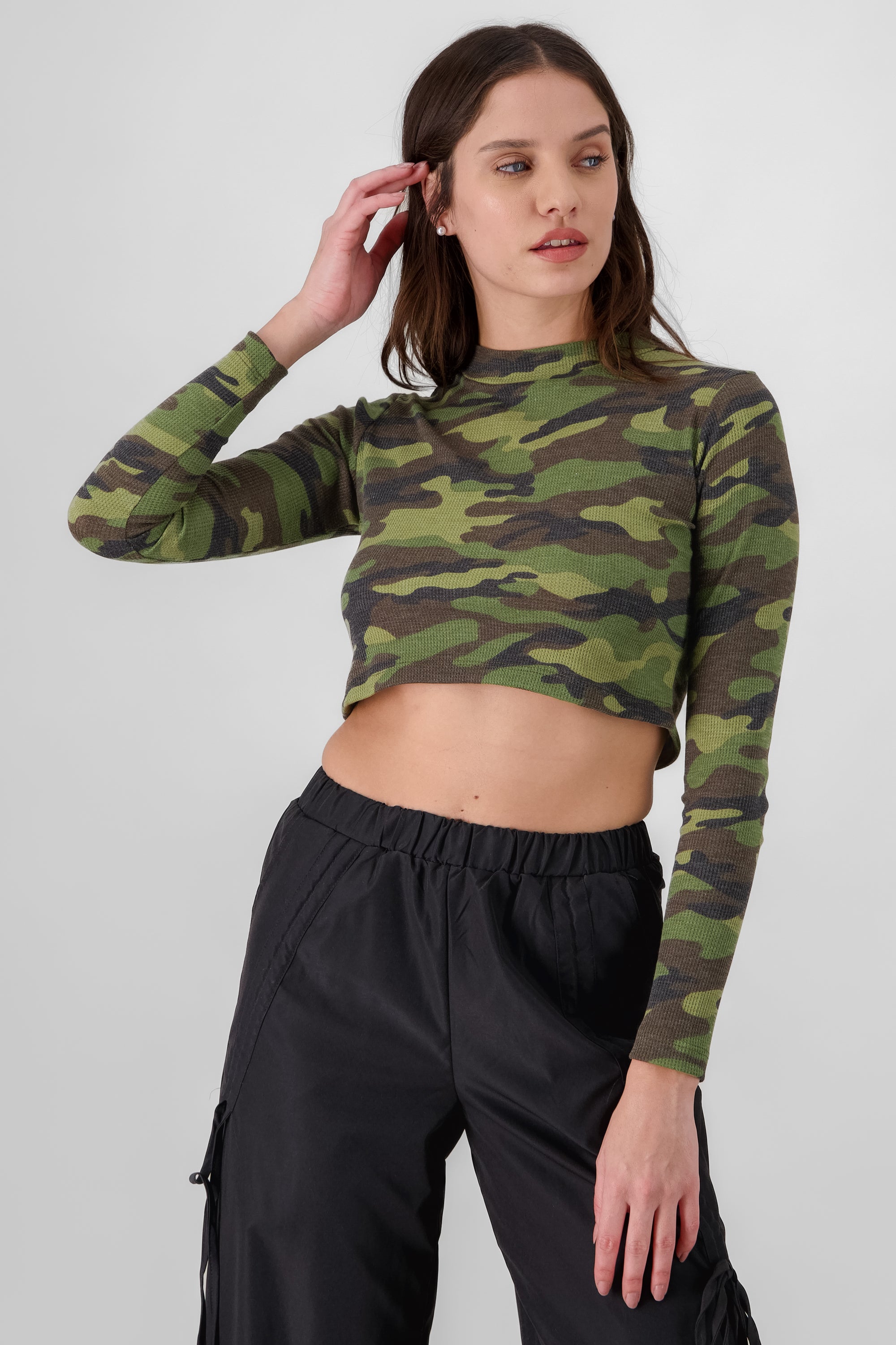 TOP MANGA LARGA MILITAR VERDE COMBO