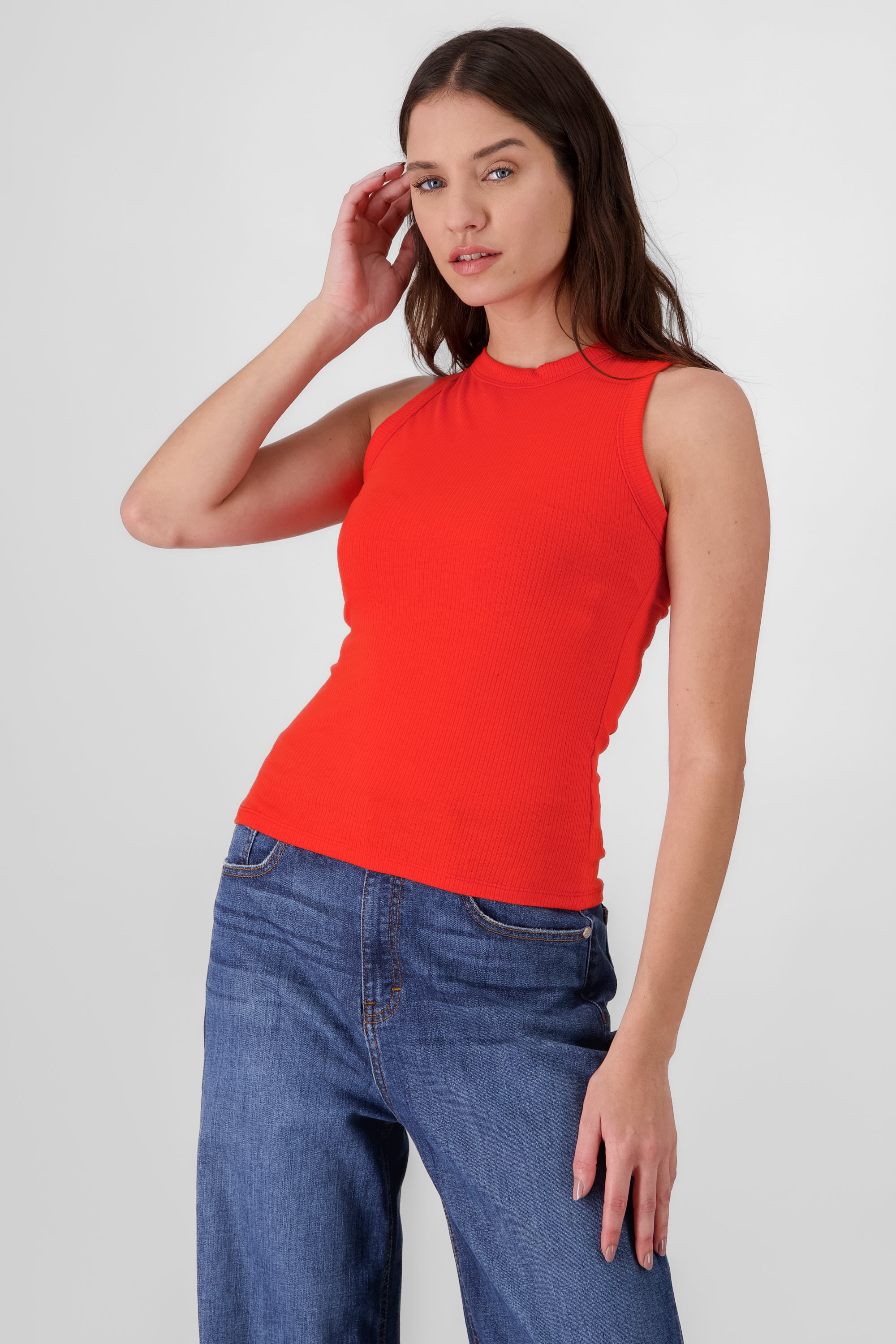 TANK TOP LARGA RIB ROJO TOMATE