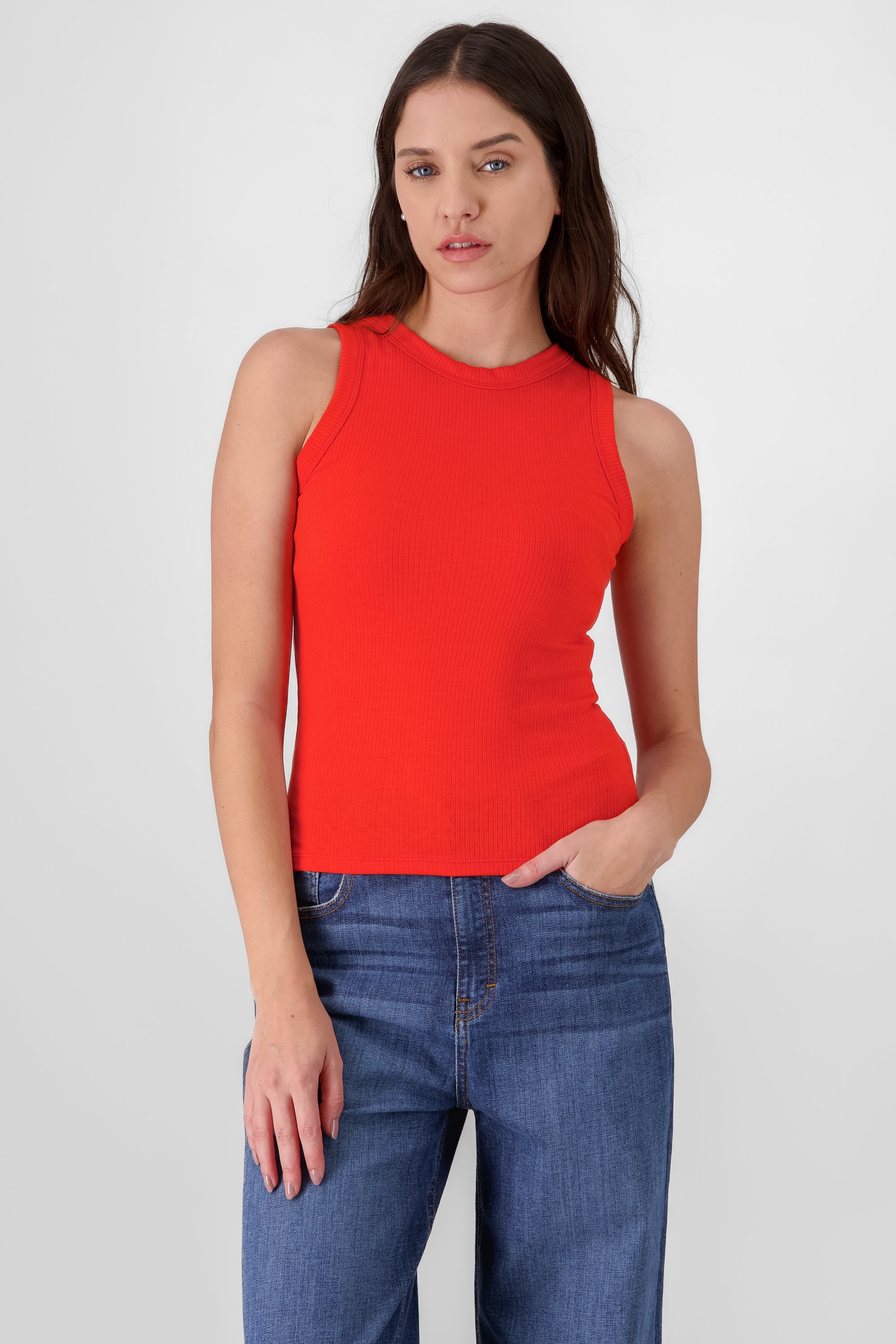 TANK TOP LARGA RIB ROJO TOMATE