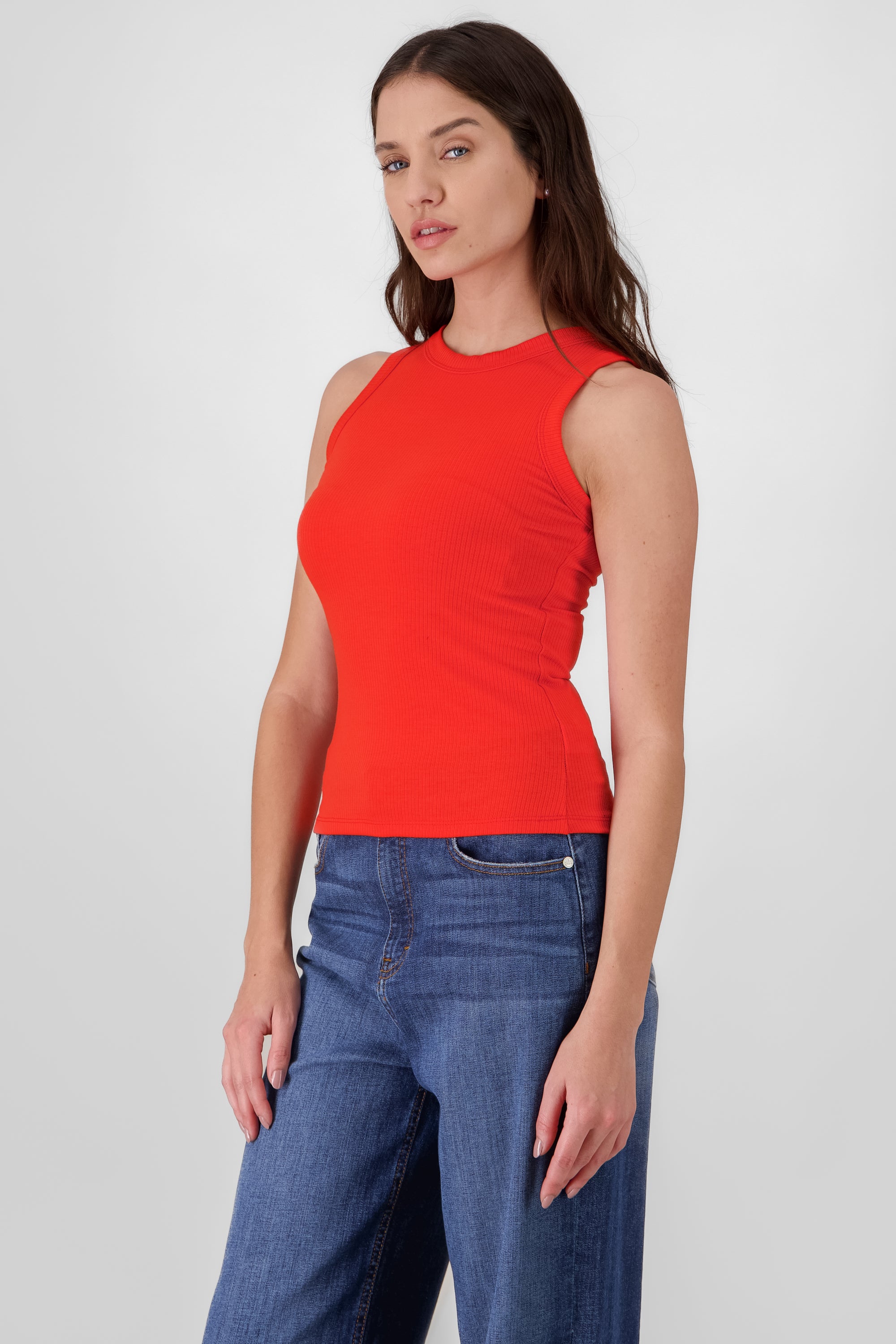 TANK TOP LARGA RIB ROJO TOMATE