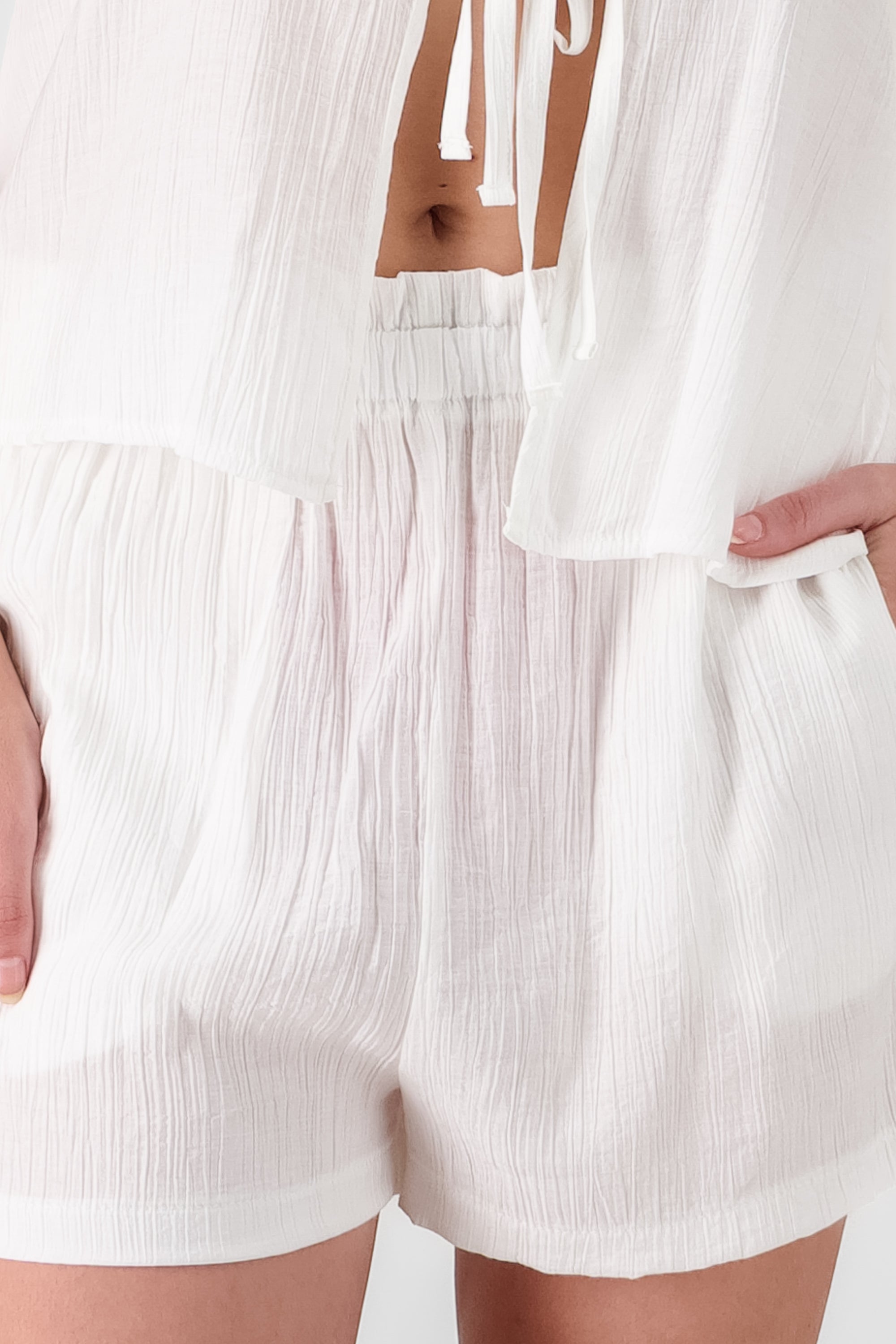 Shorts resorte textura BLANCO