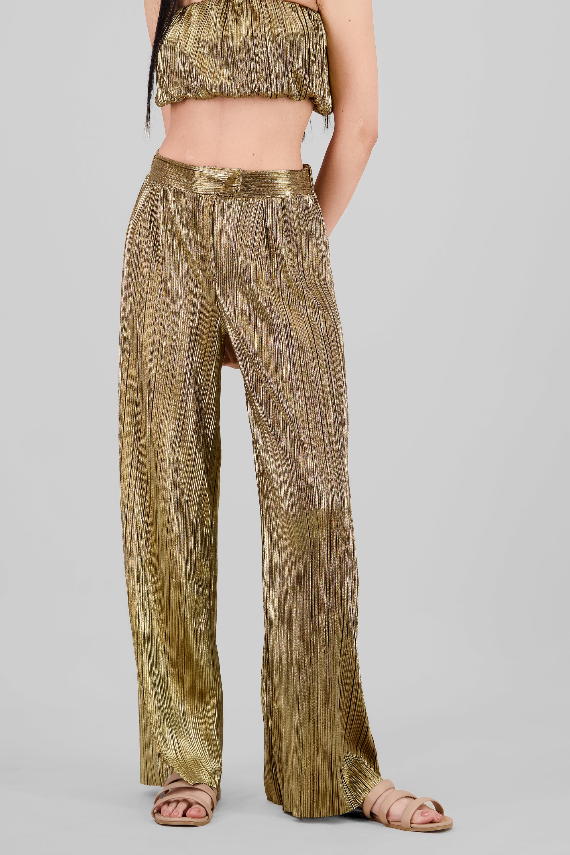 Pantalon textura brillo ORO