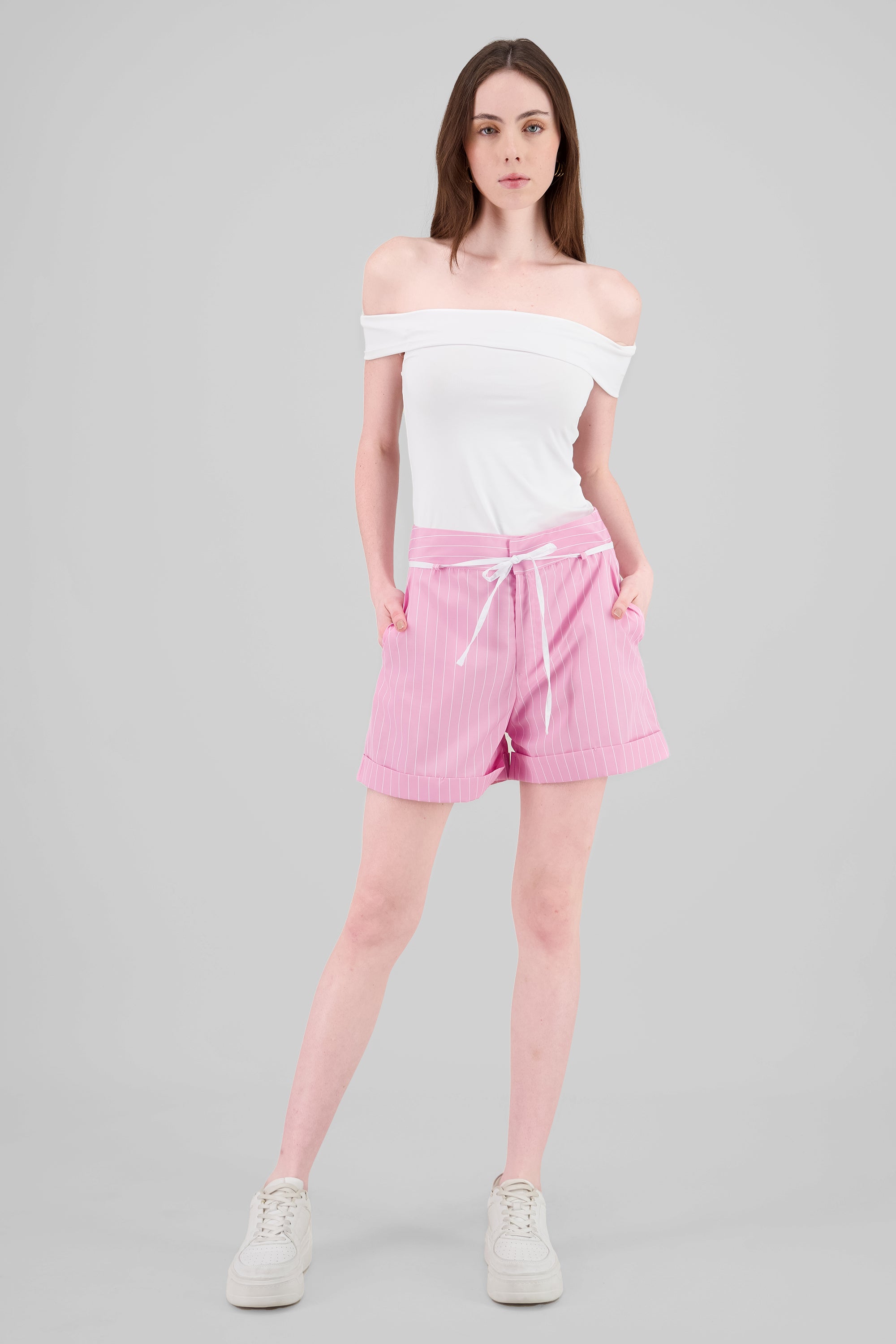 Short rayas detalle laso ROSA COMBO