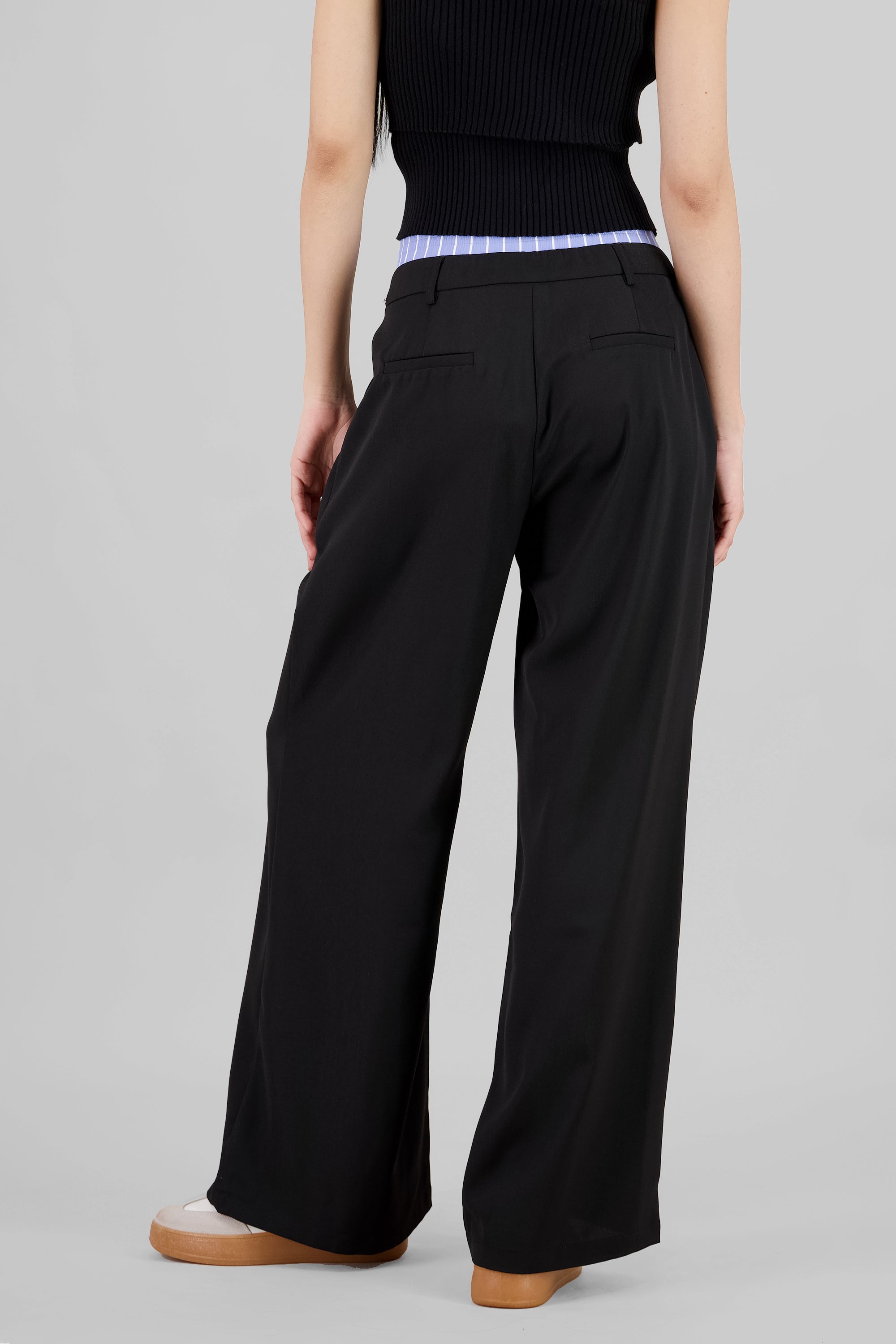 Pantalon con pretina de rayas NEGRO COMBO