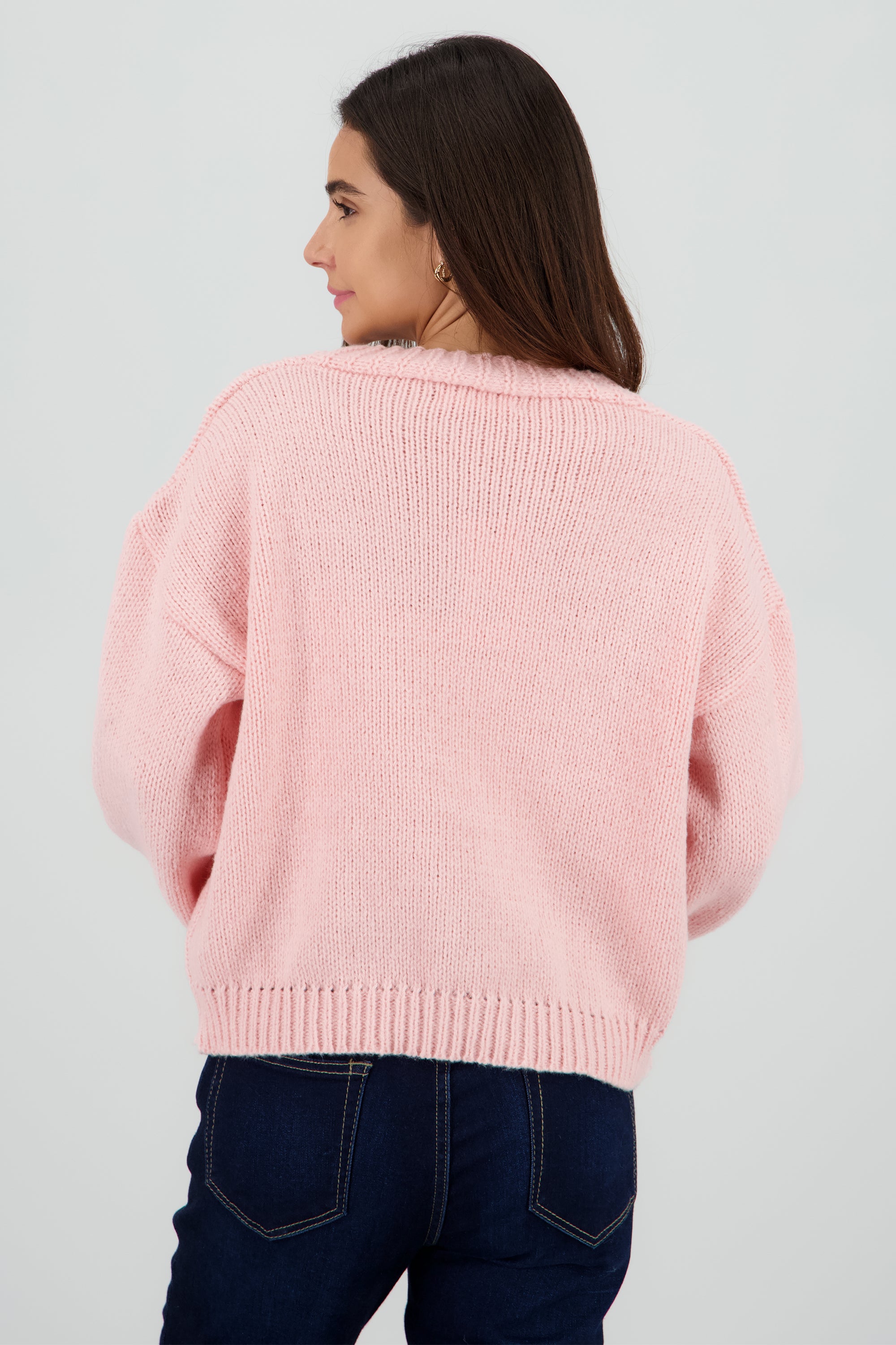 Sueter tejido con fresas 3D PALO DE ROSA
