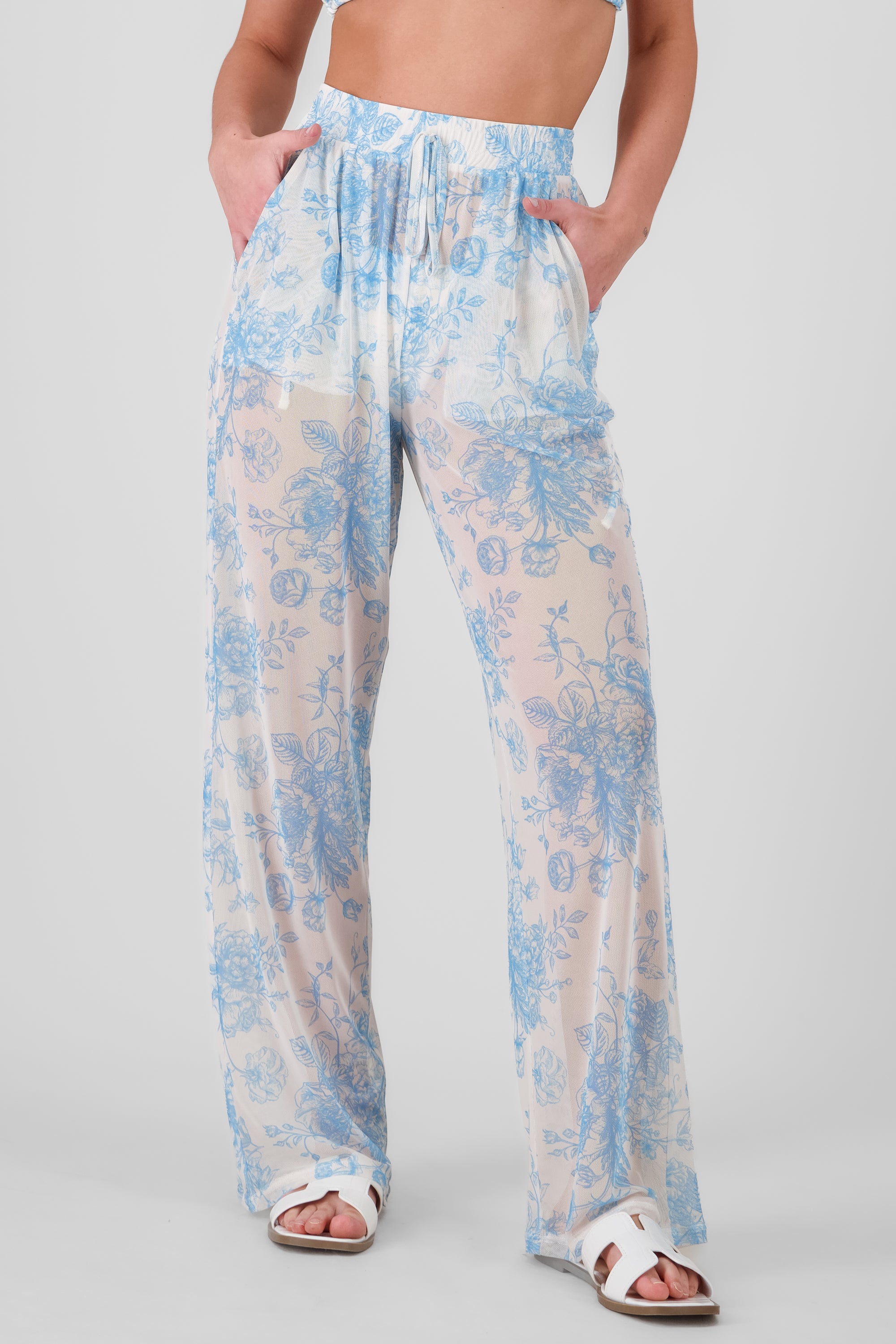 Pantalon mesh salida de flores AZUL COMBO