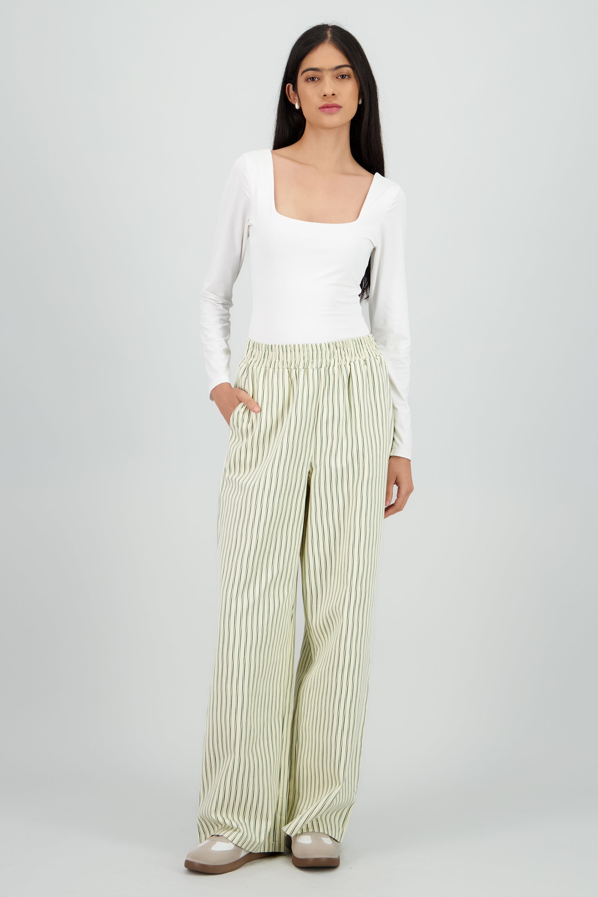 Pantalon wide leg rayas