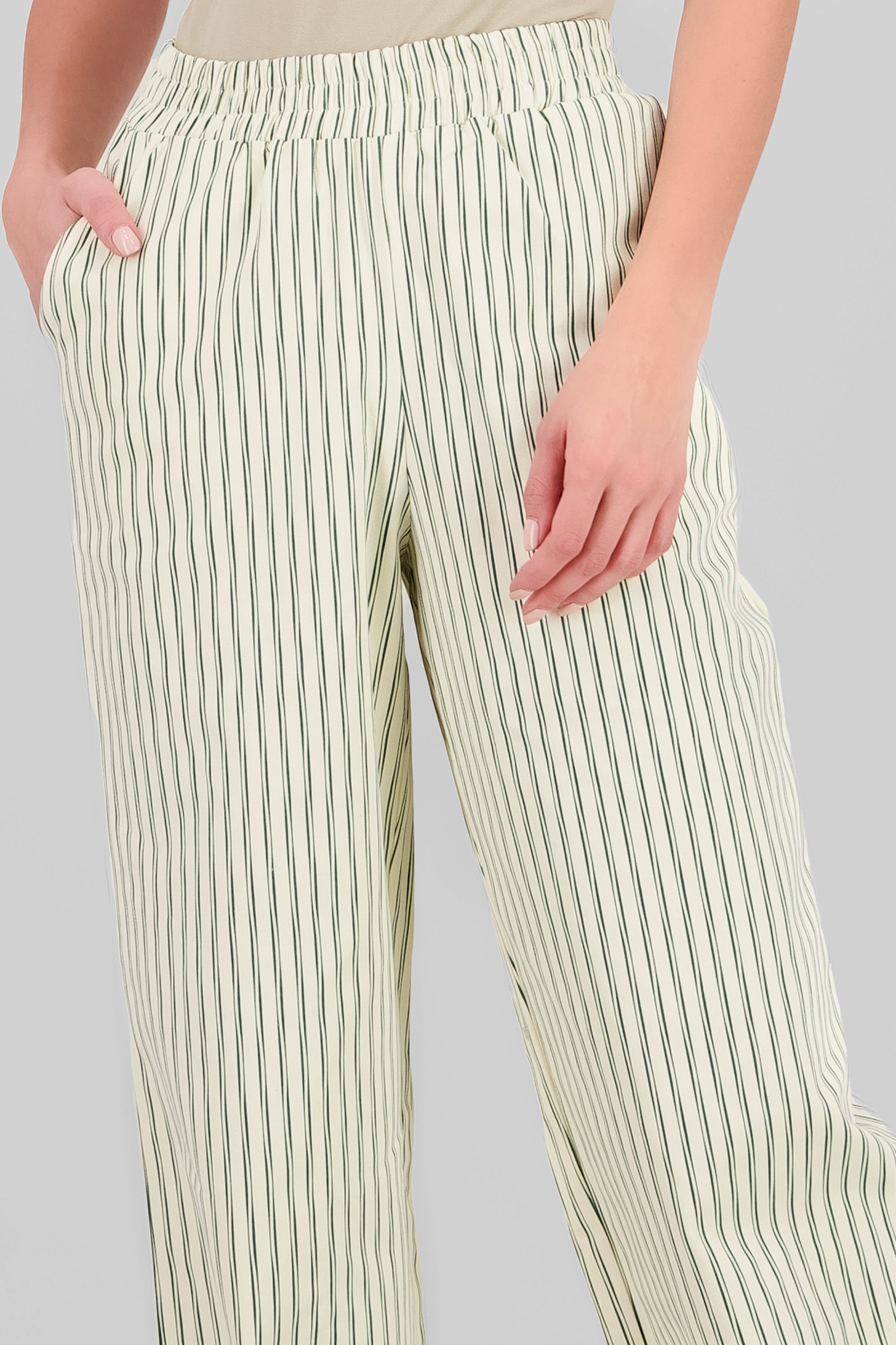 Pantalon wide leg rayas VERDE COMBO