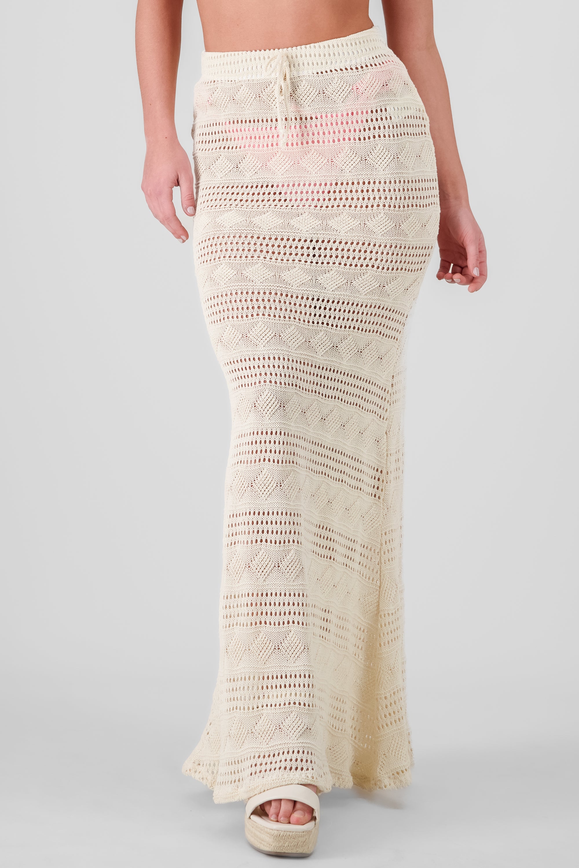 Falda maxi crochet CREMA