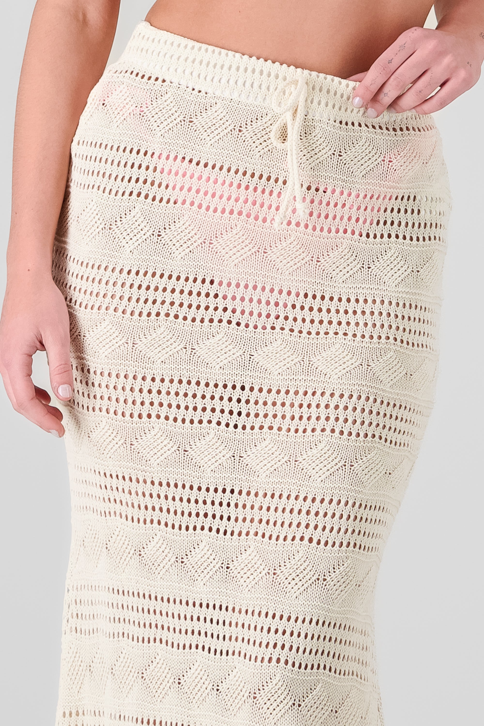 Falda maxi crochet CREMA