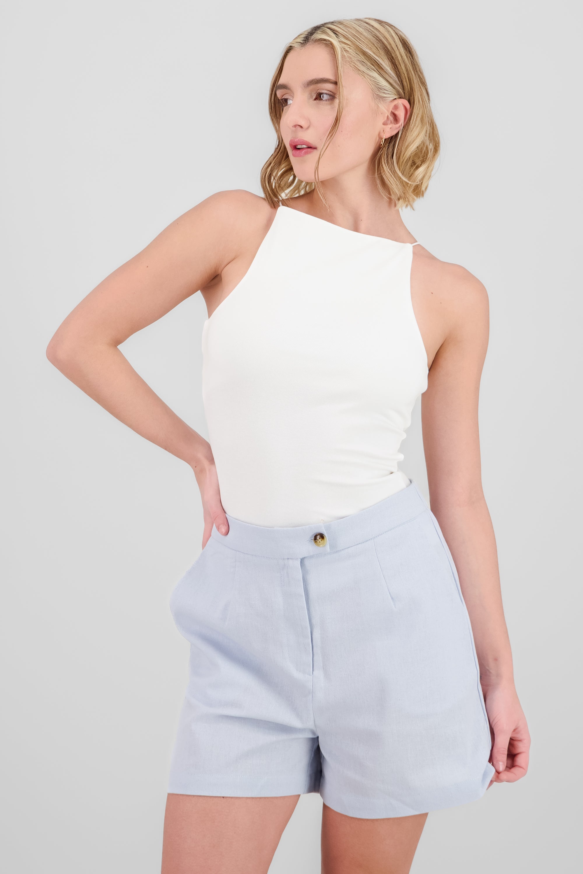 Top halter forrado doble tela BLANCO