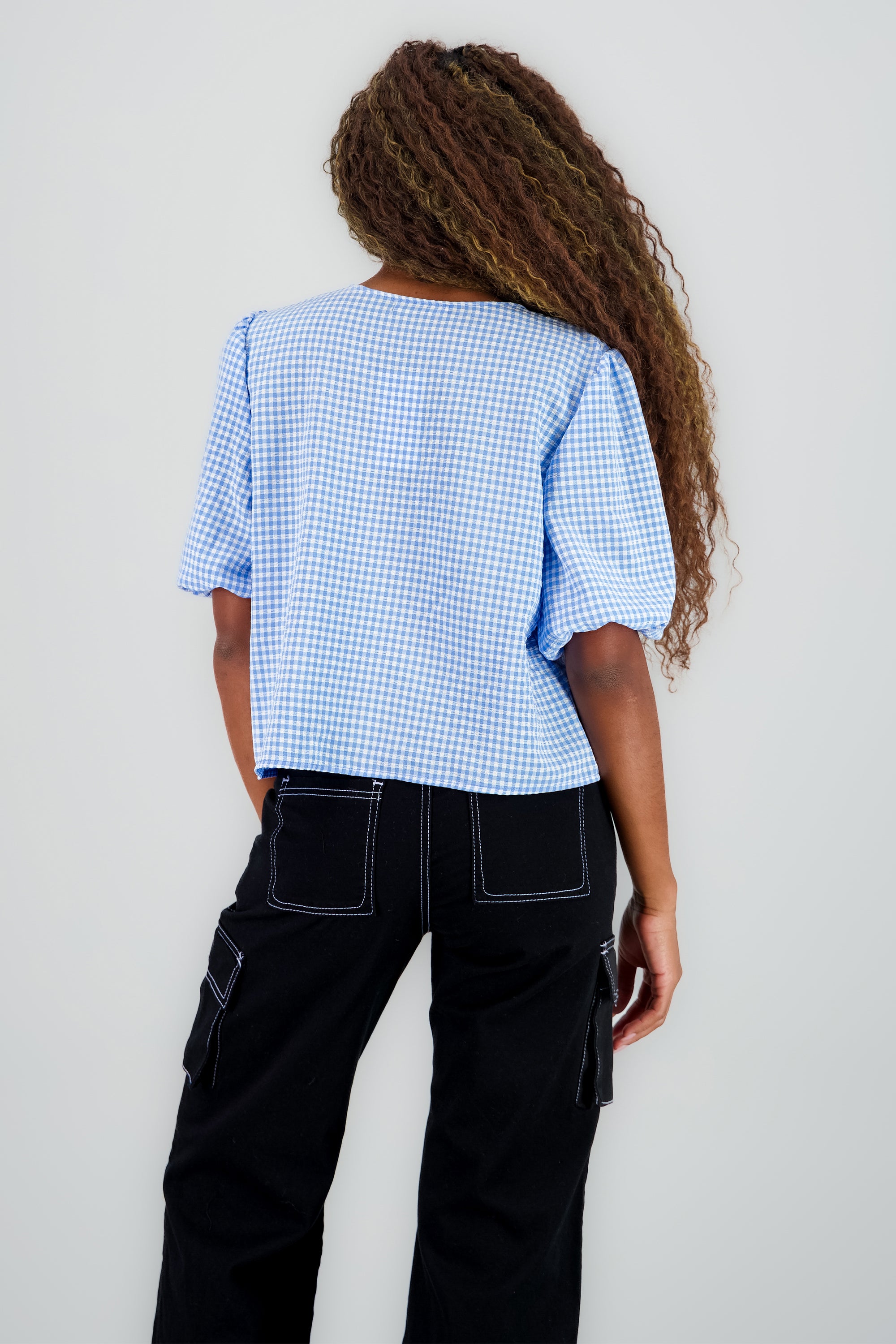 Blusa monos gingham AZUL COMBO