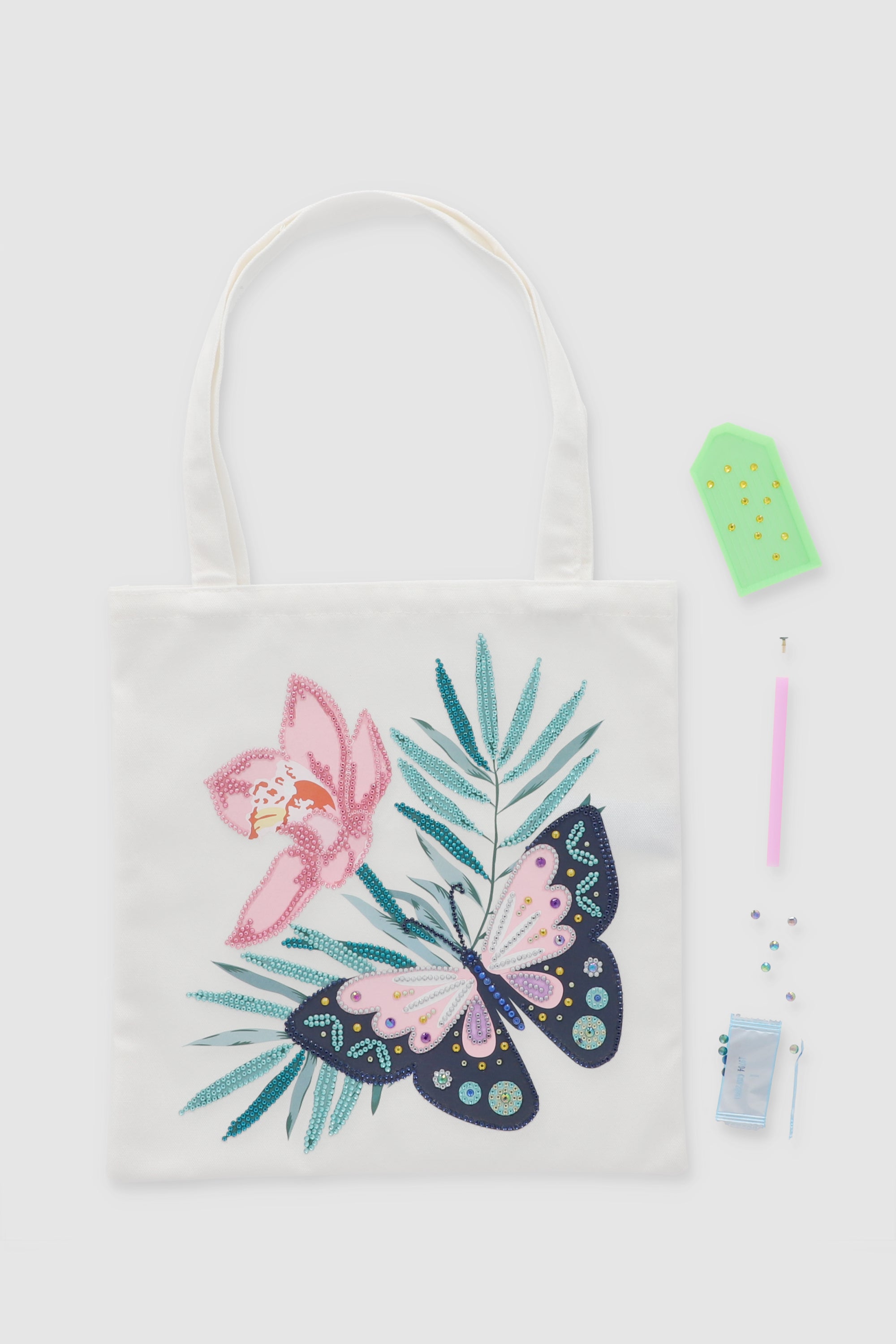 Set DIY tote bag pixel mariposa flor MULTICOLOR