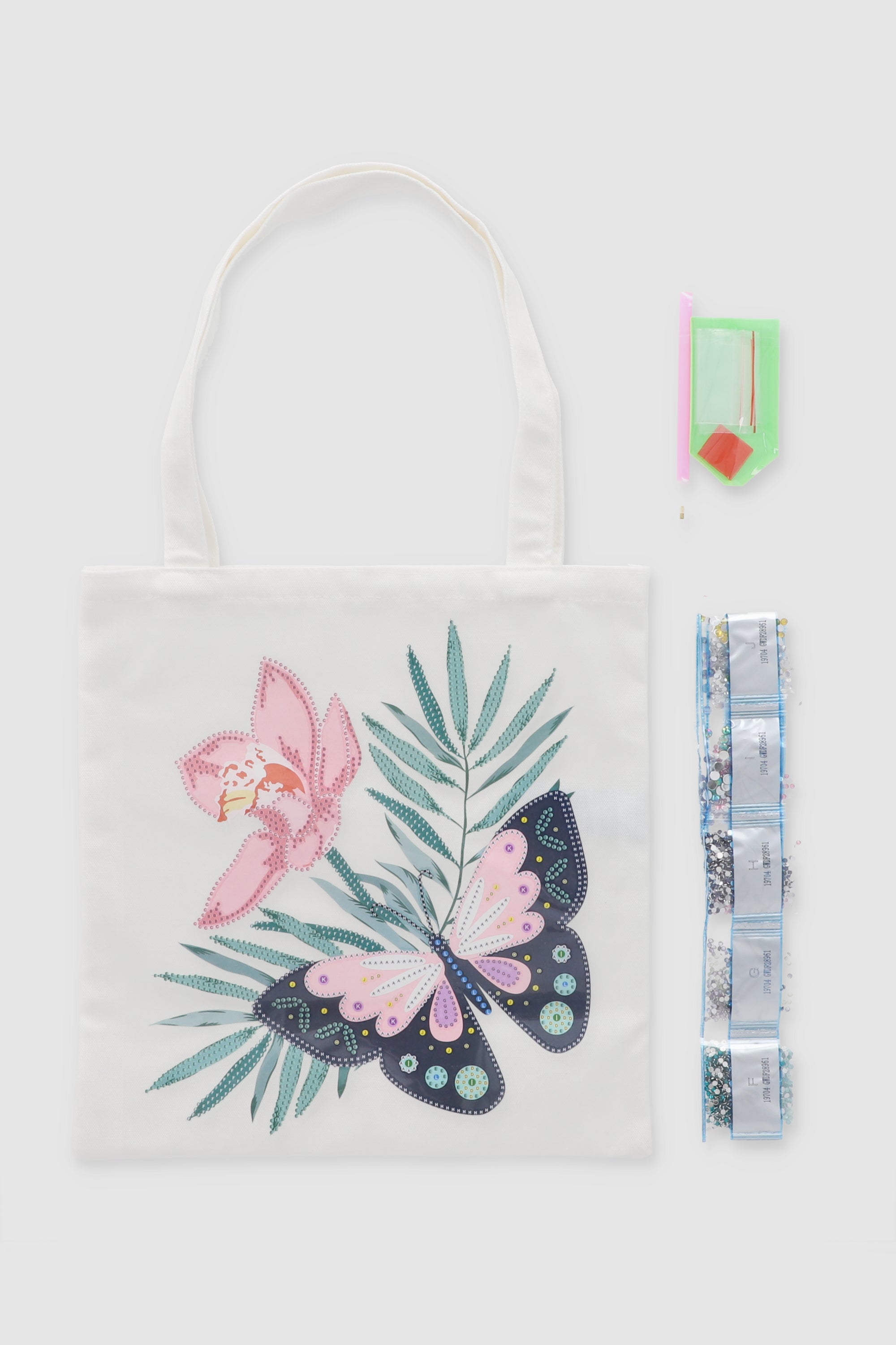 Set DIY tote bag pixel mariposa flor MULTICOLOR