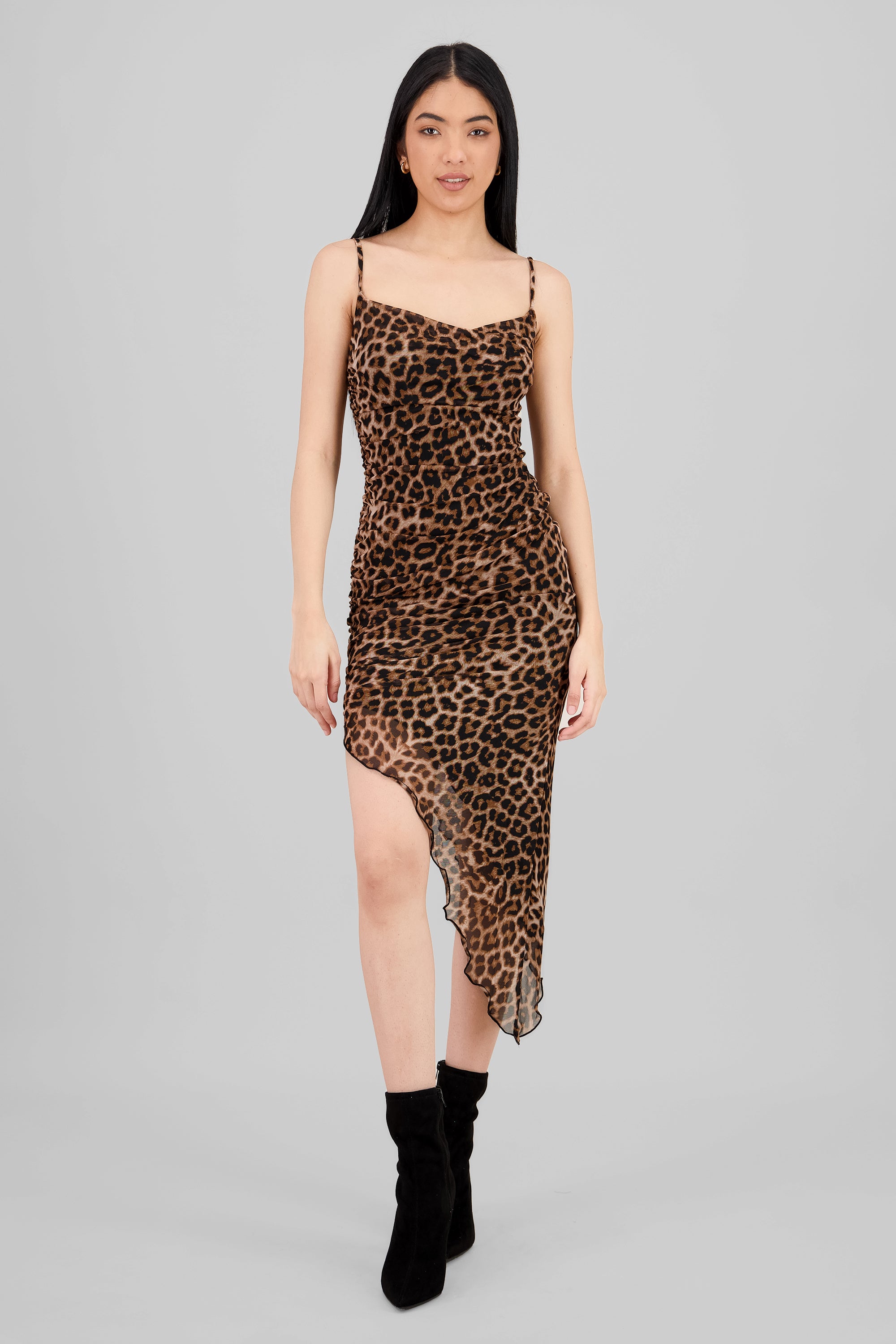 Vestido mesh leopardo CAFE COMBO