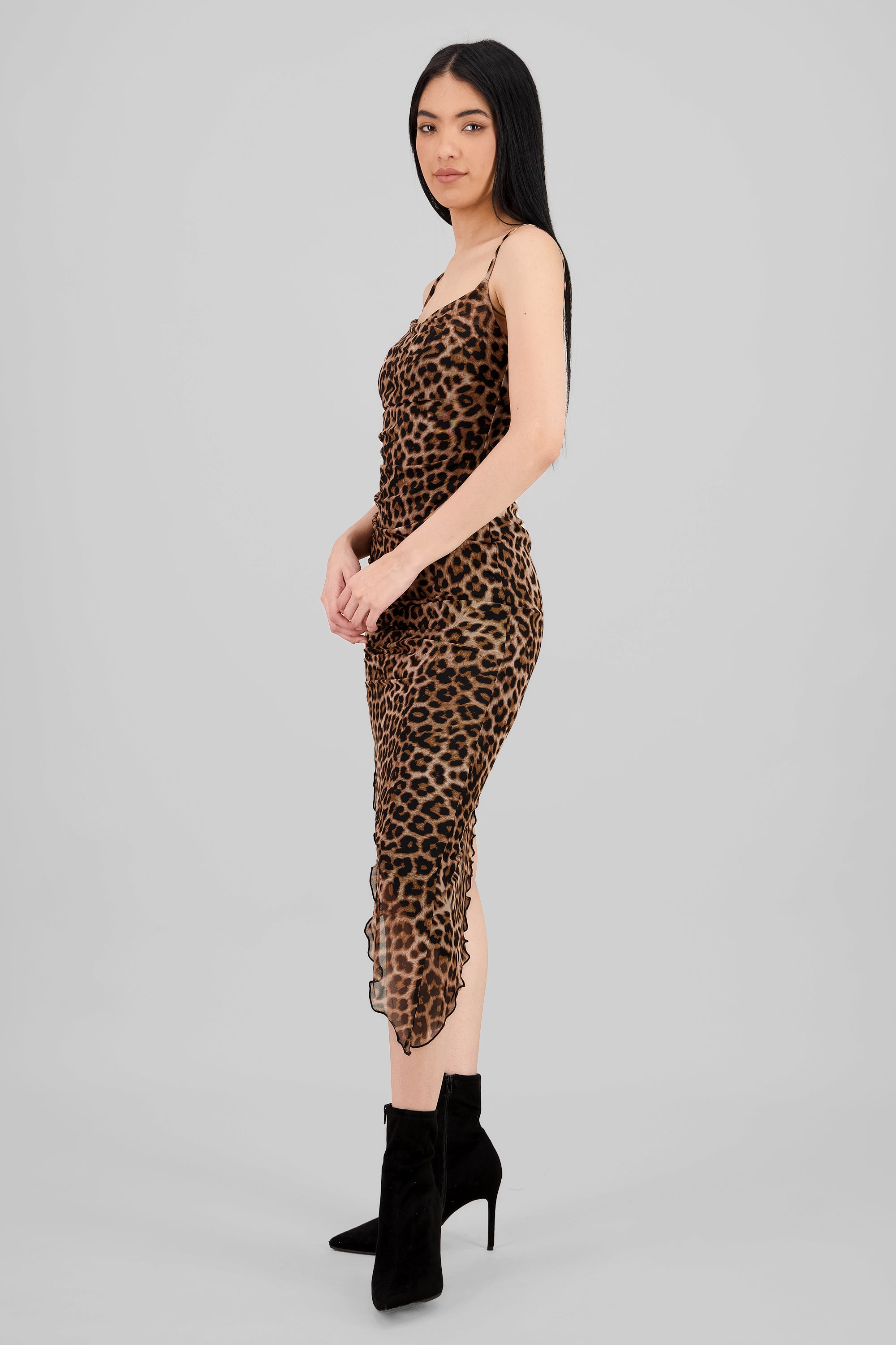 Vestido mesh leopardo CAFE COMBO