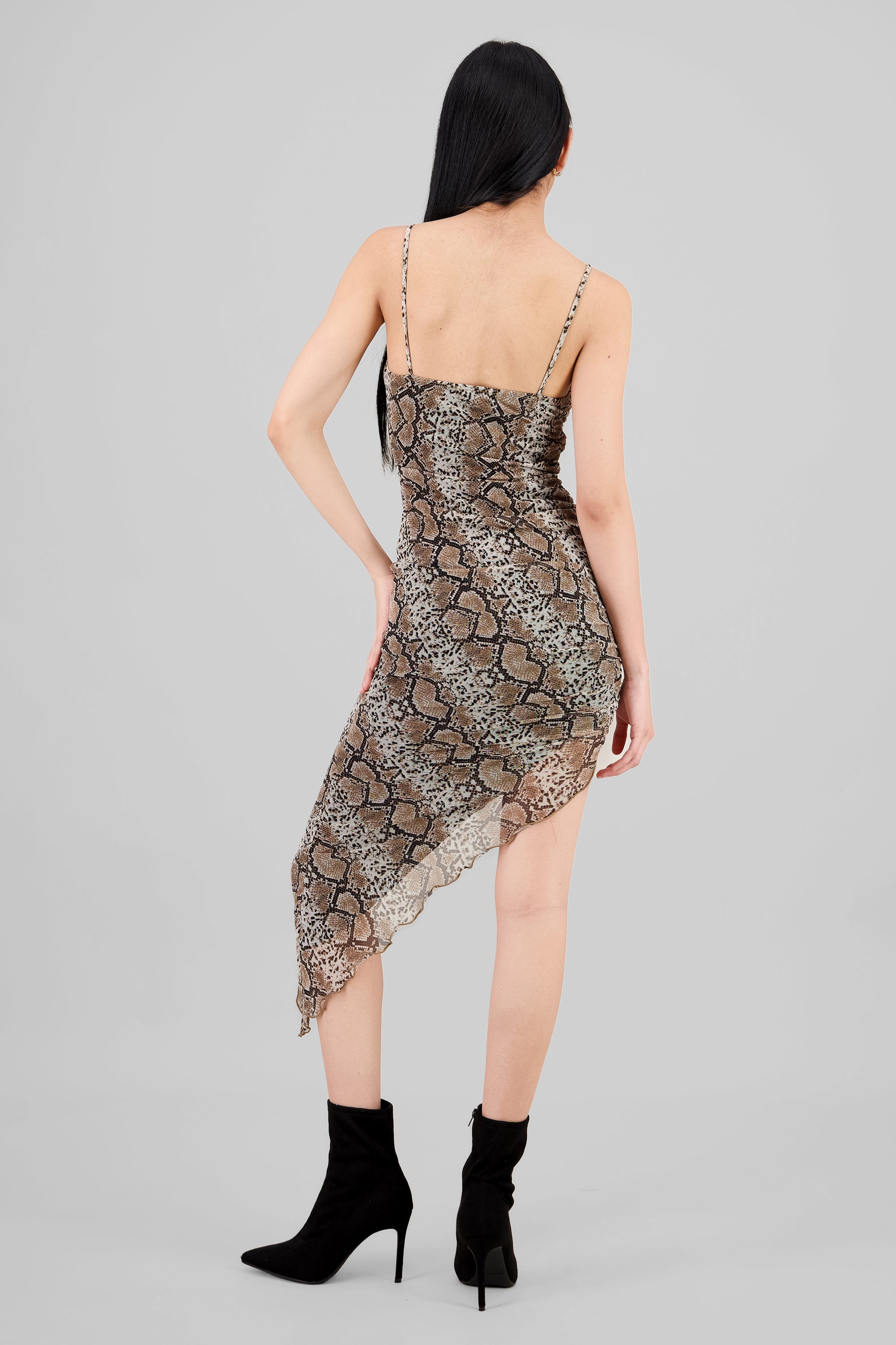 Vestido mesh estampado snake CAFE COMBO