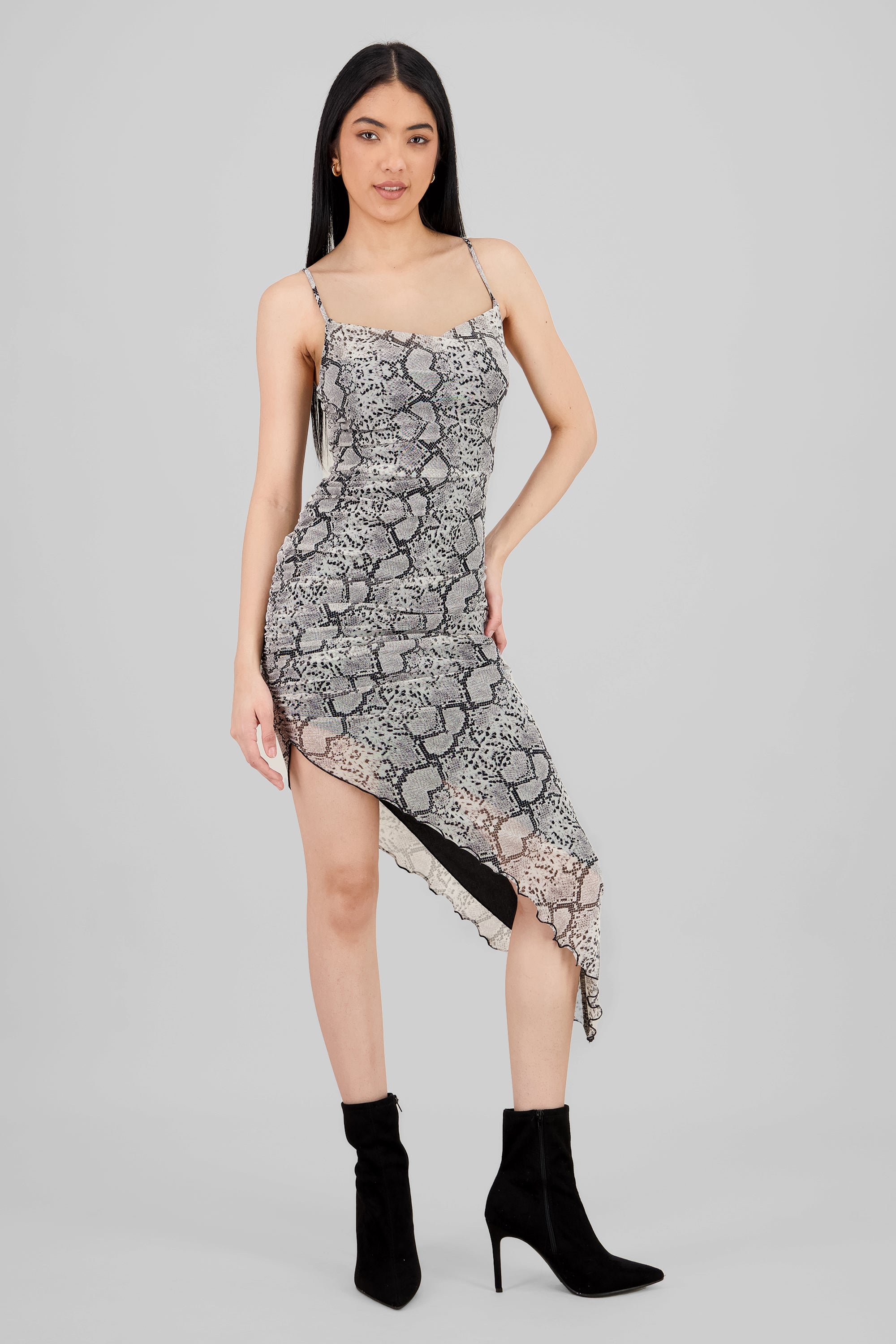 Vestido mesh estampado snake NEGRO COMBO