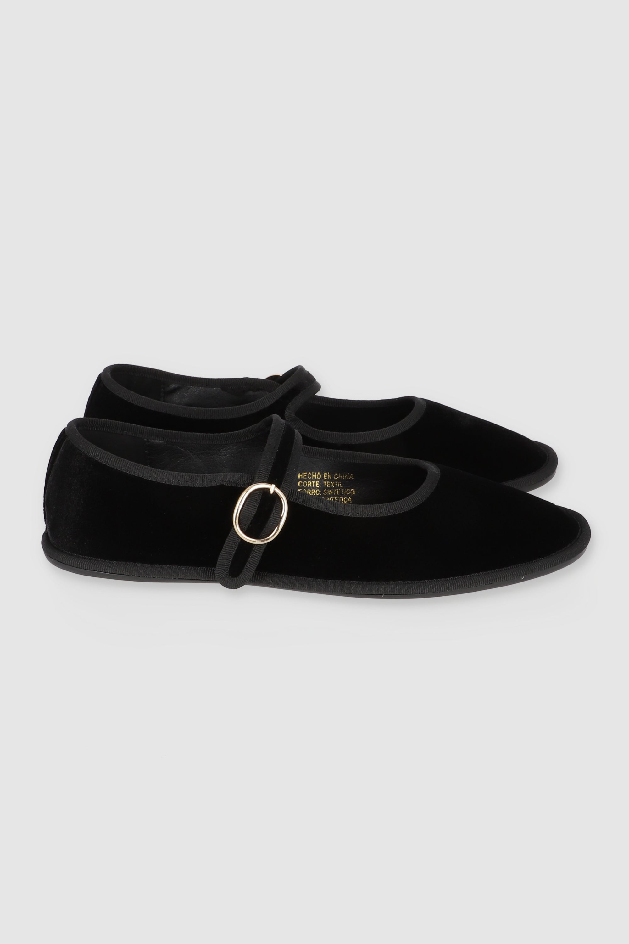 FLATS TERCIOPELO MARY JANE NEGRO