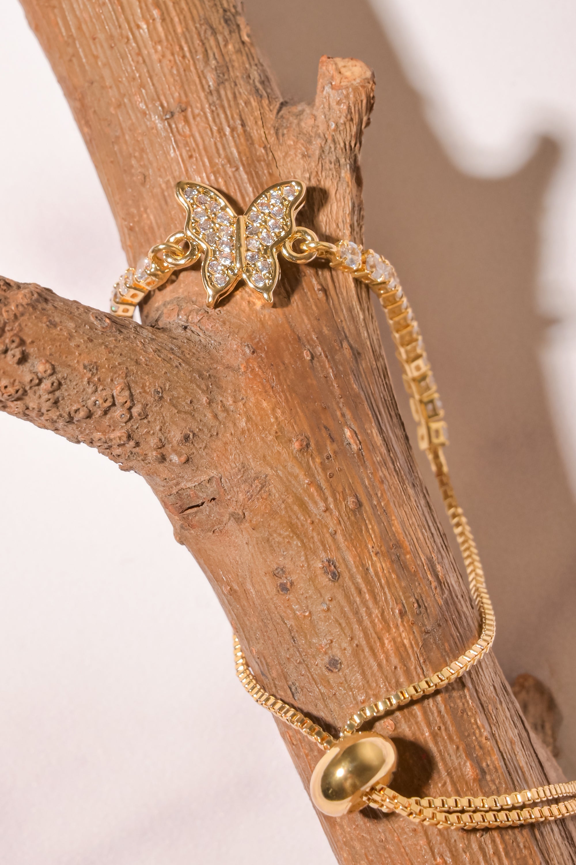 Pulsera mariposa brillos ORO