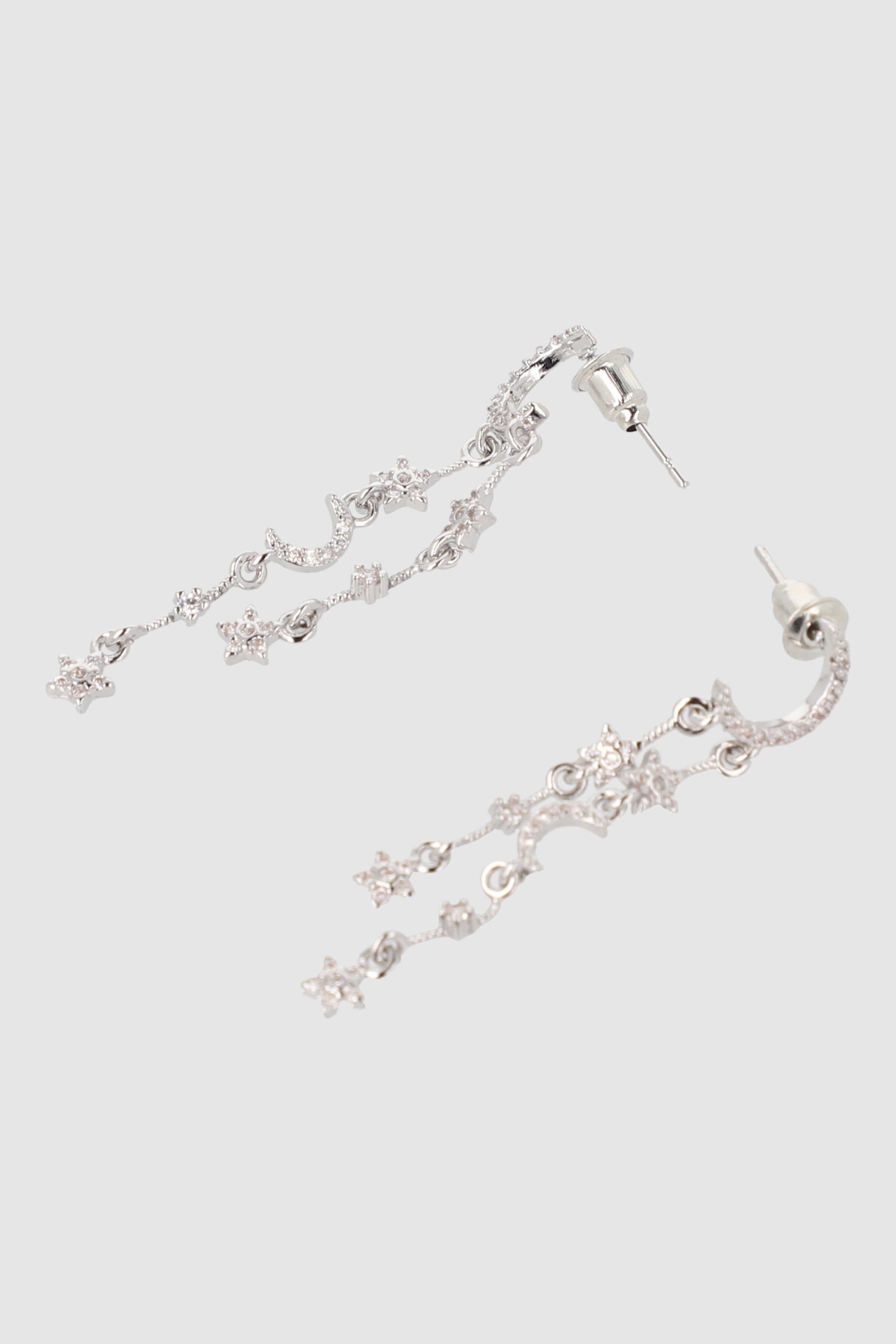 Aretes luna brillos PLATA