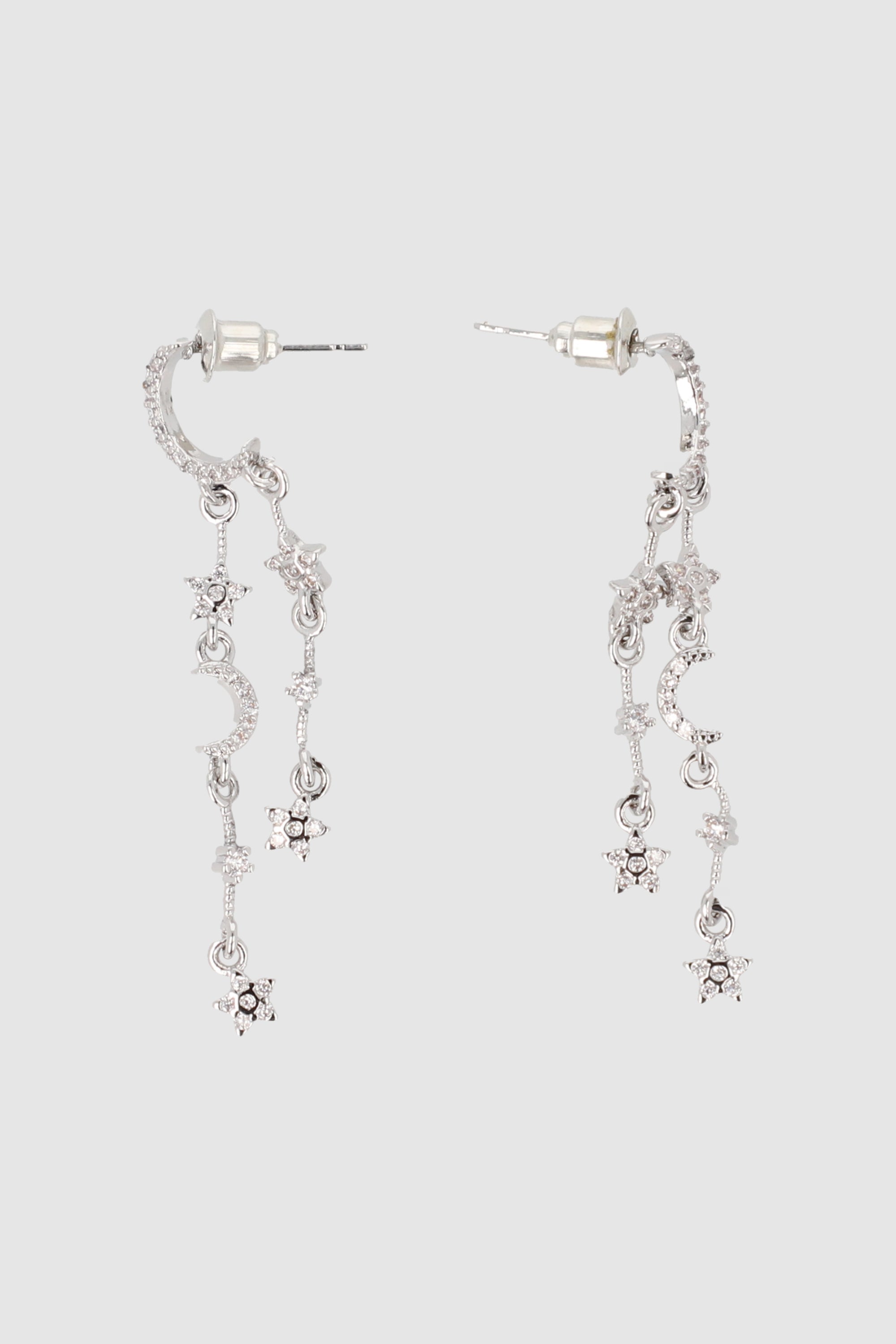 Aretes luna brillos PLATA