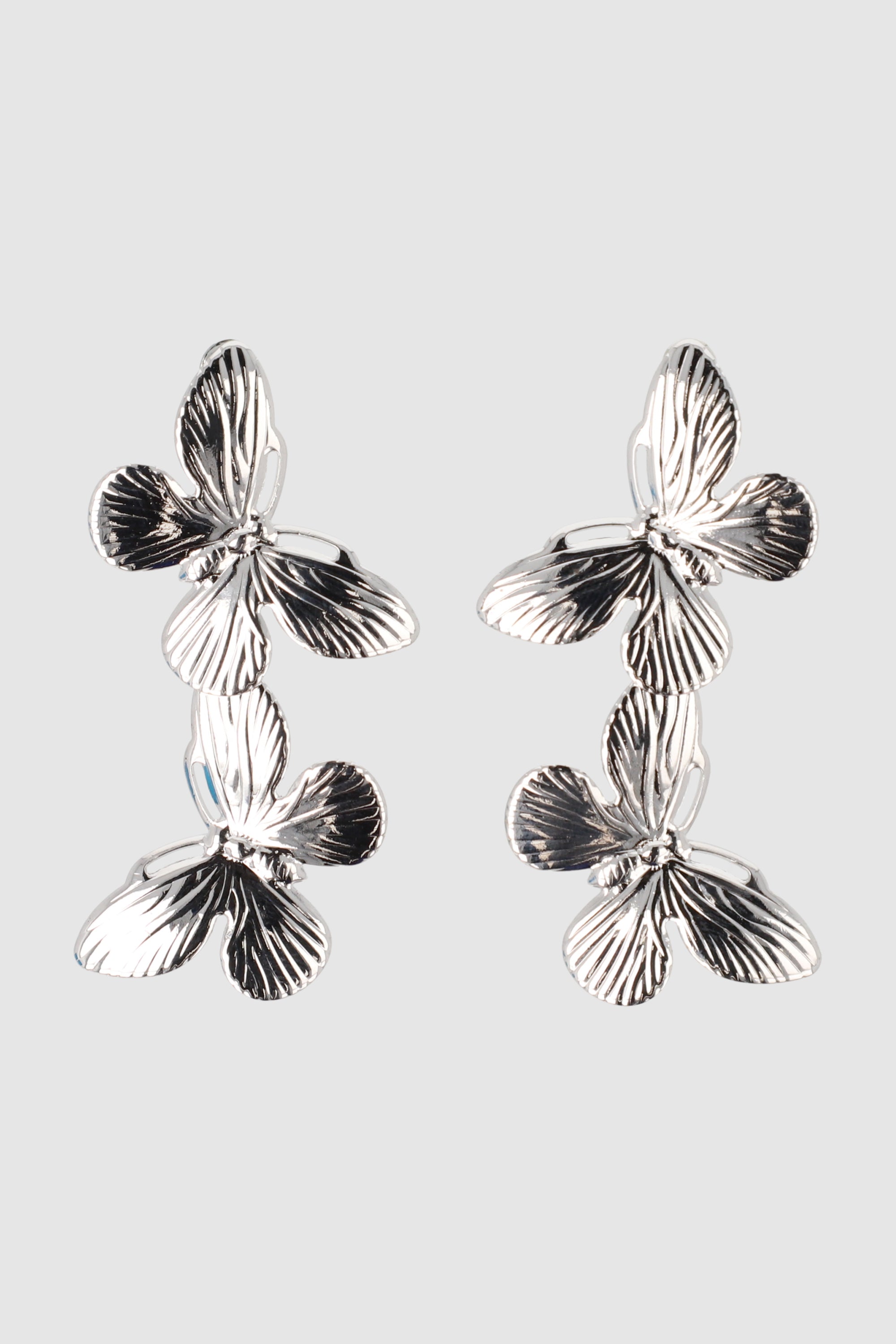 Aretes doble mariposas PLATA