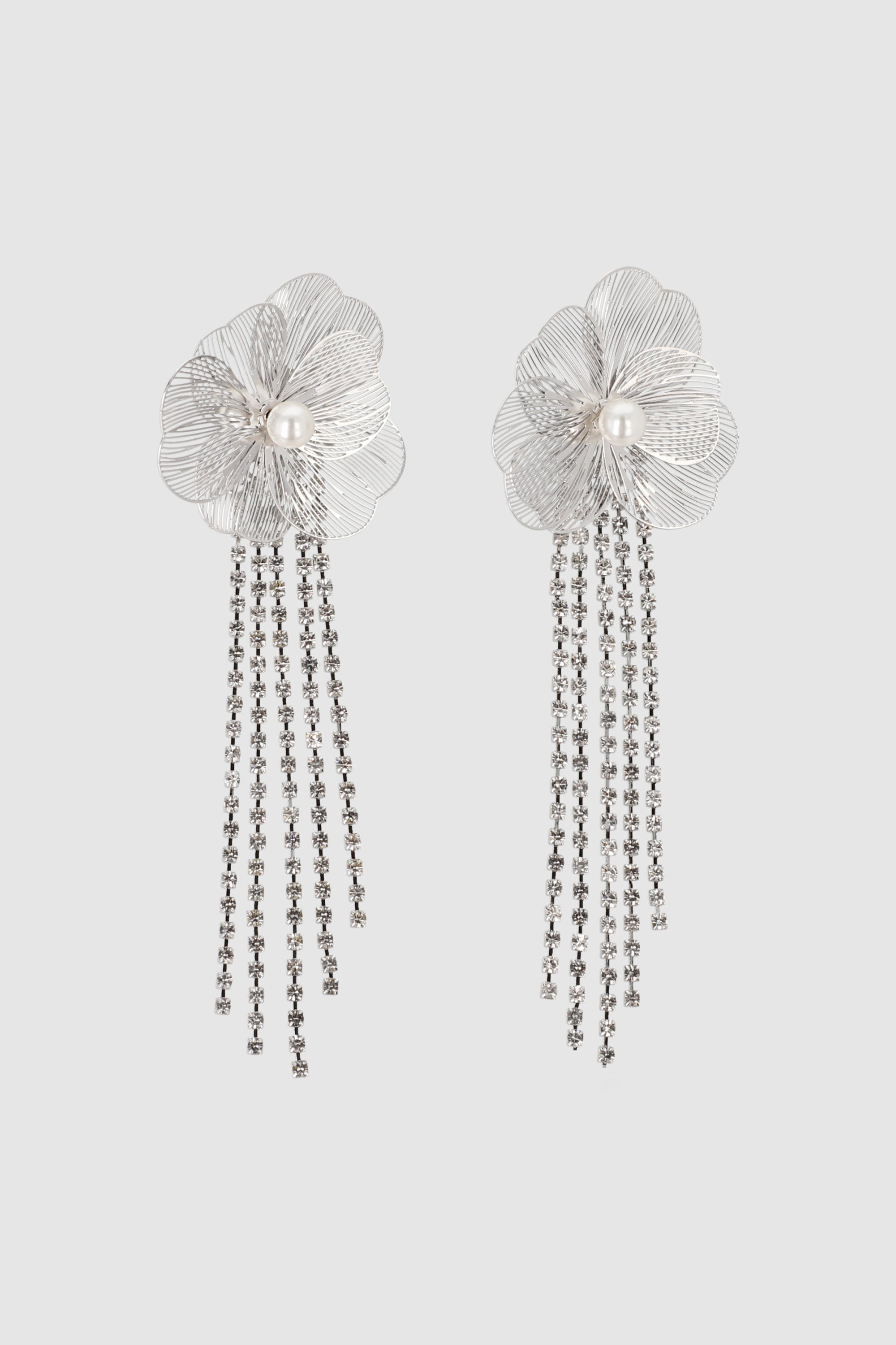 Aretes flores filigrana brillos PLATA