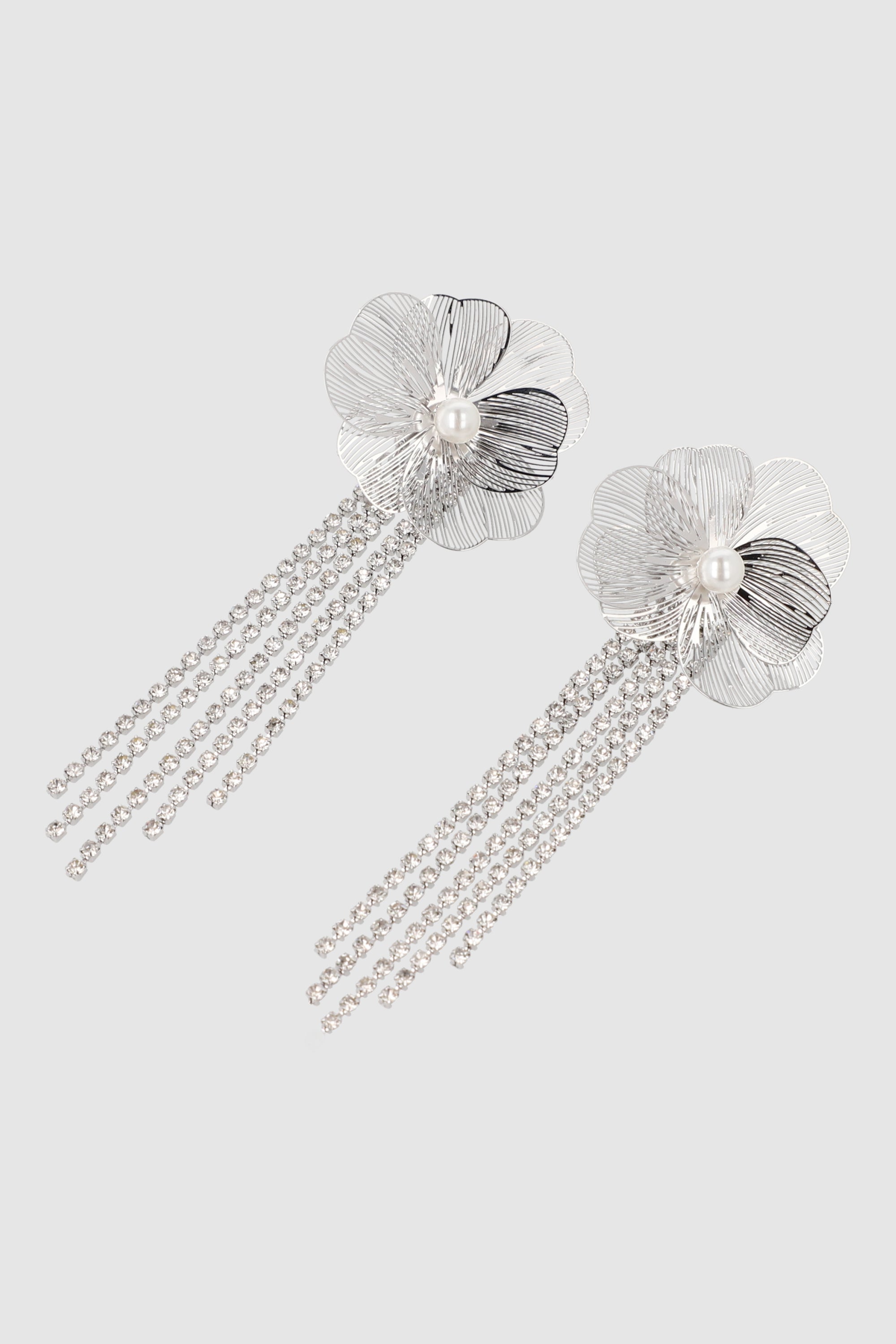 Aretes flores filigrana brillos PLATA