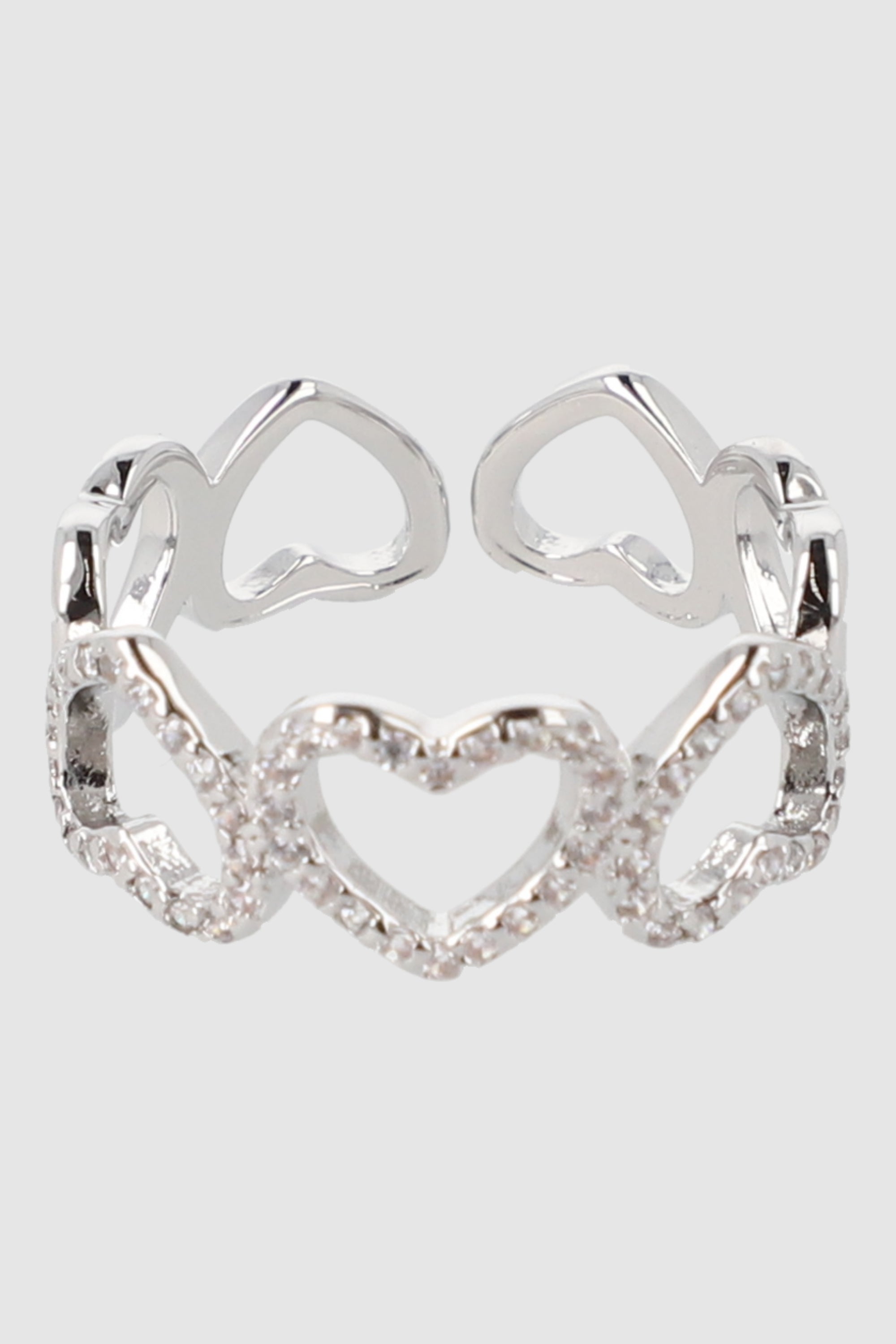 Anillo corazones silueta PLATA