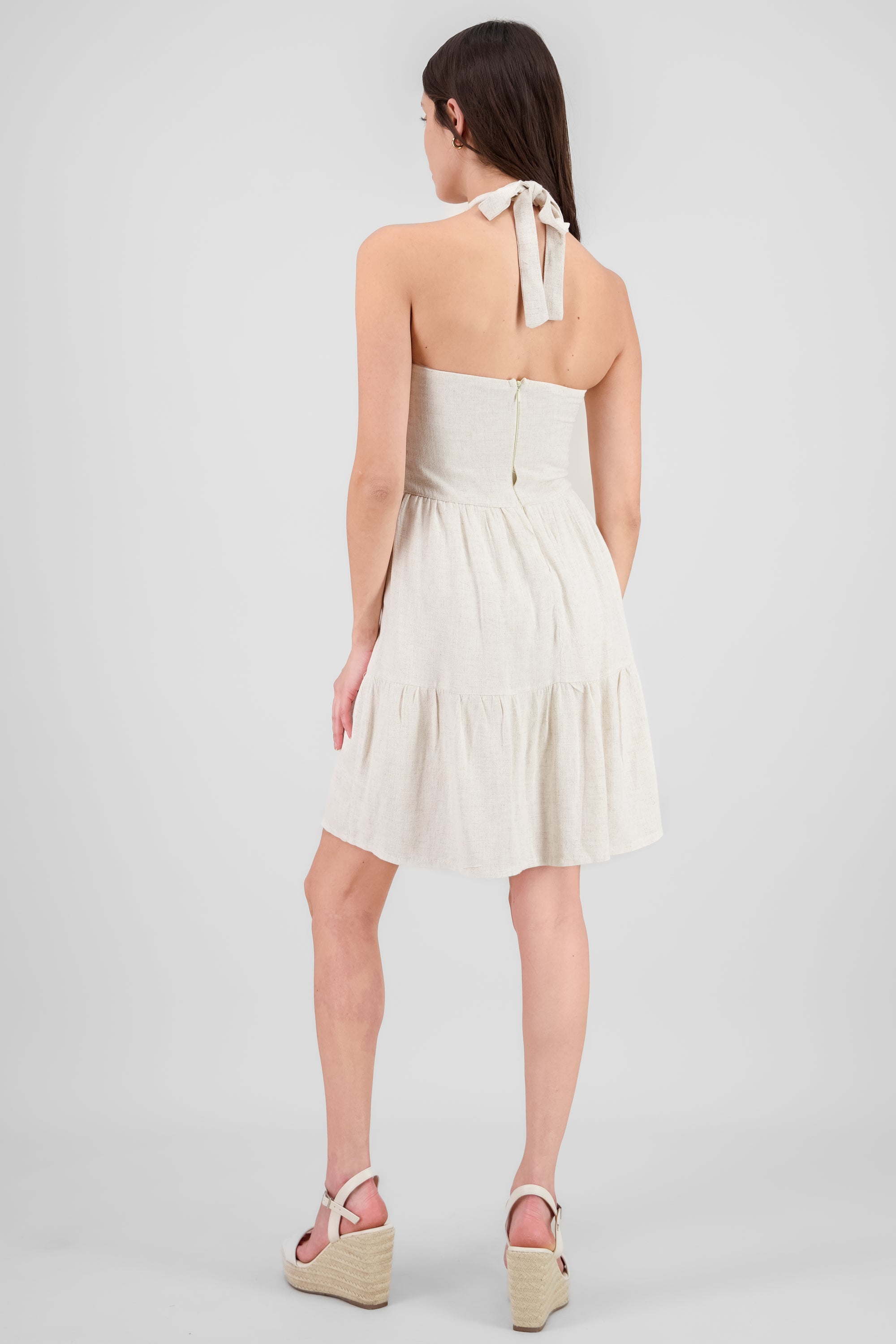 Vestido lino cuello halter ARENA