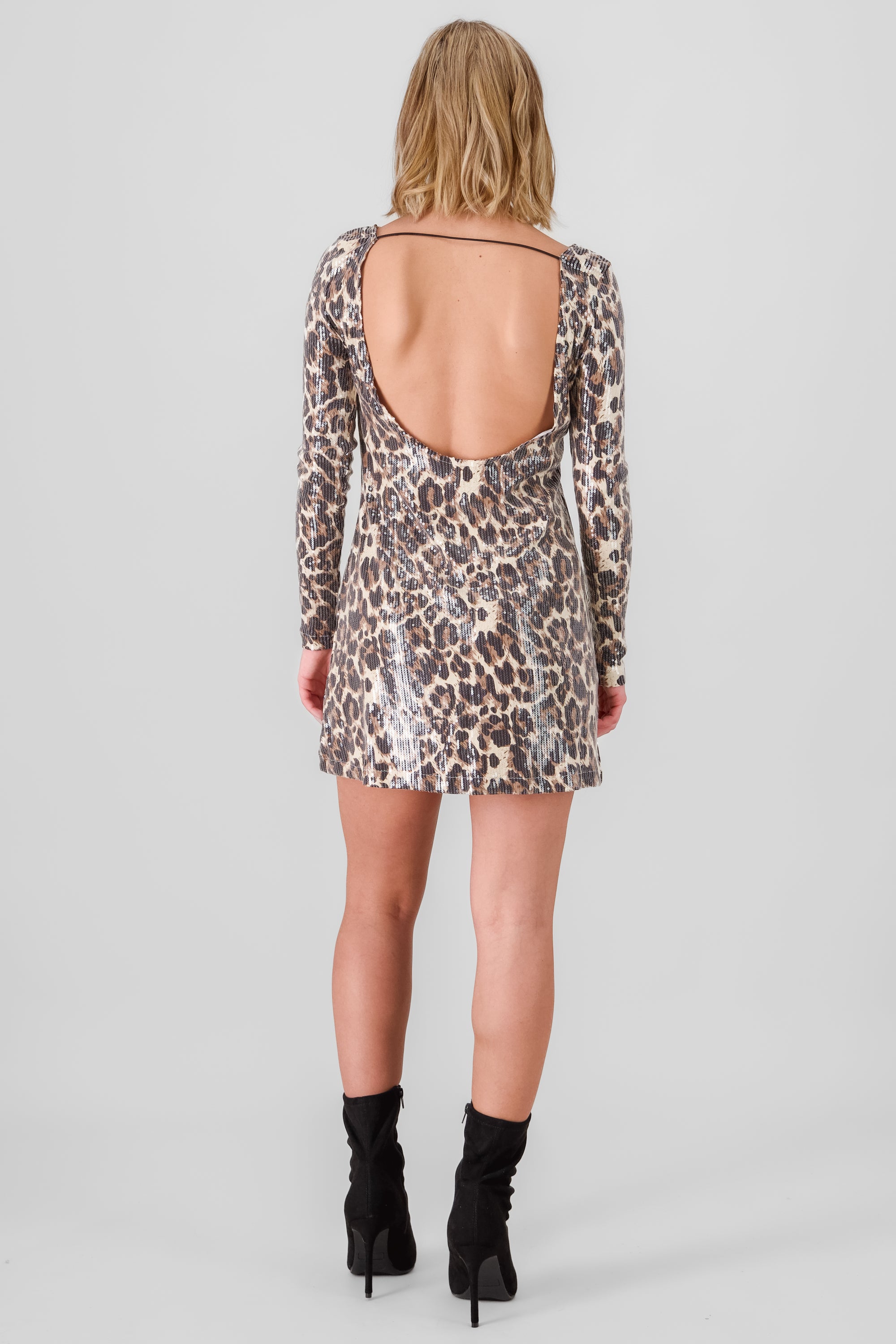 Mini vestido animal print lentejuelas CAFE COMBO