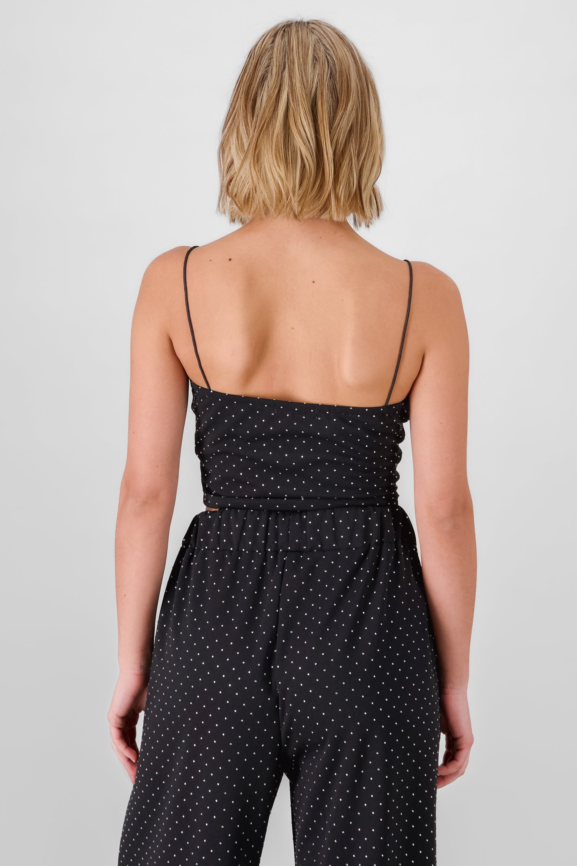 Top tirantes detalle brillos NEGRO