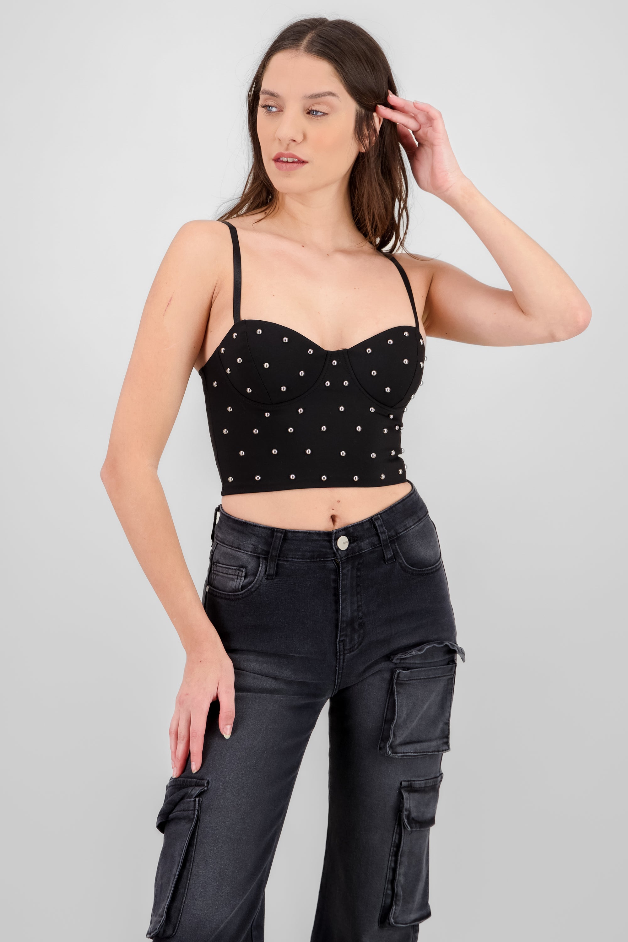 Corset con studs NEGRO