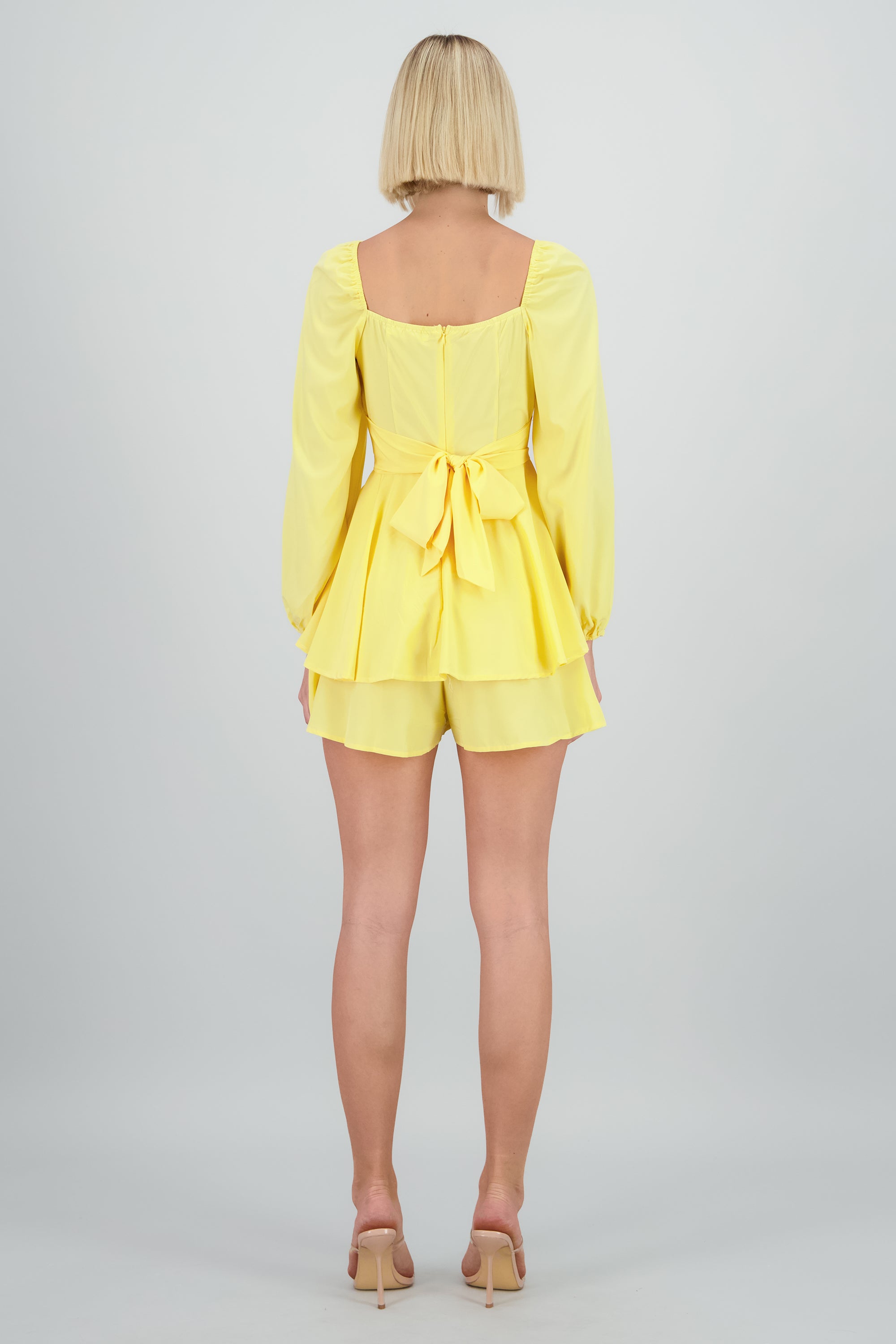 Romper liso con mangas abullonadas AMARILLO