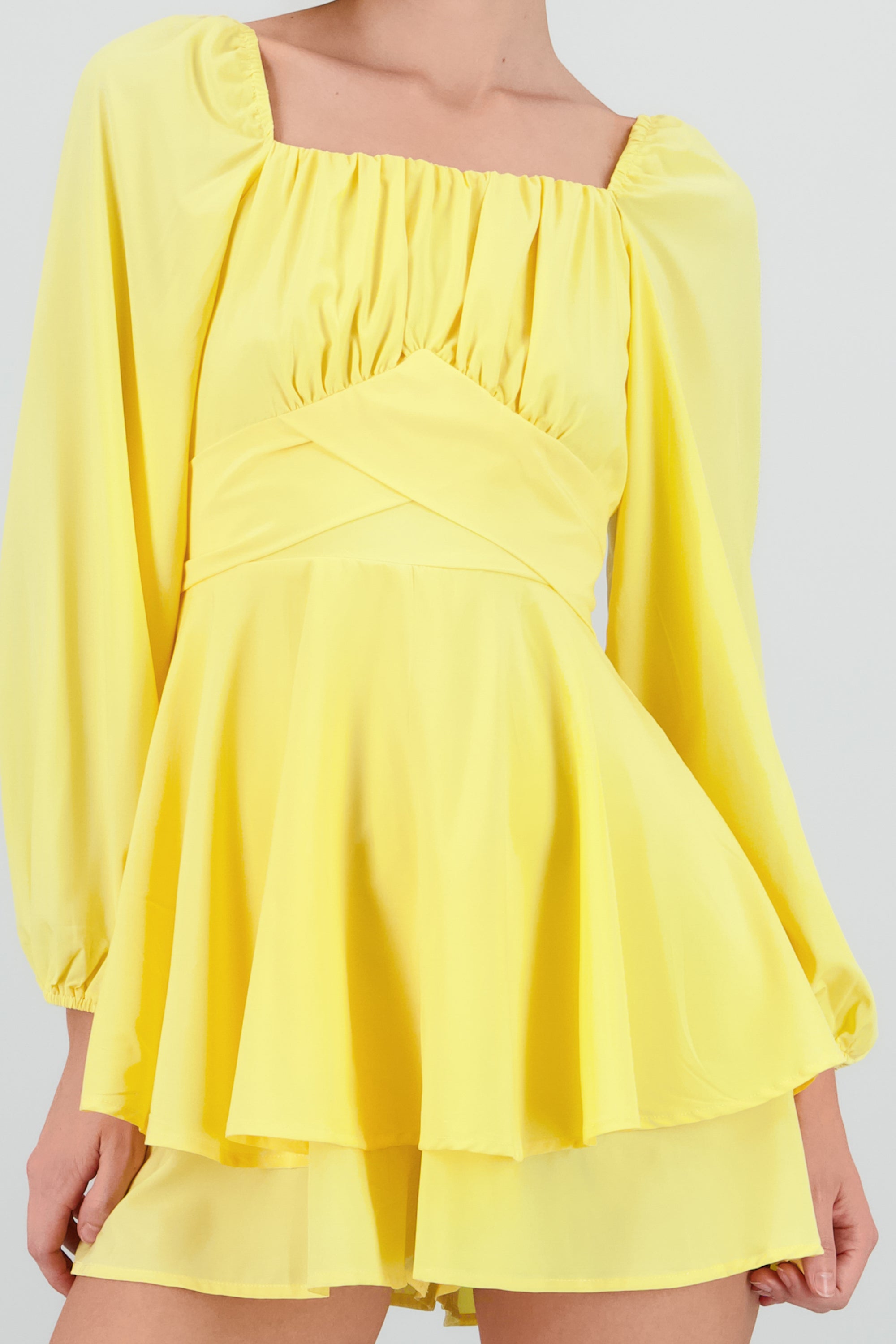 Romper liso con mangas abullonadas AMARILLO