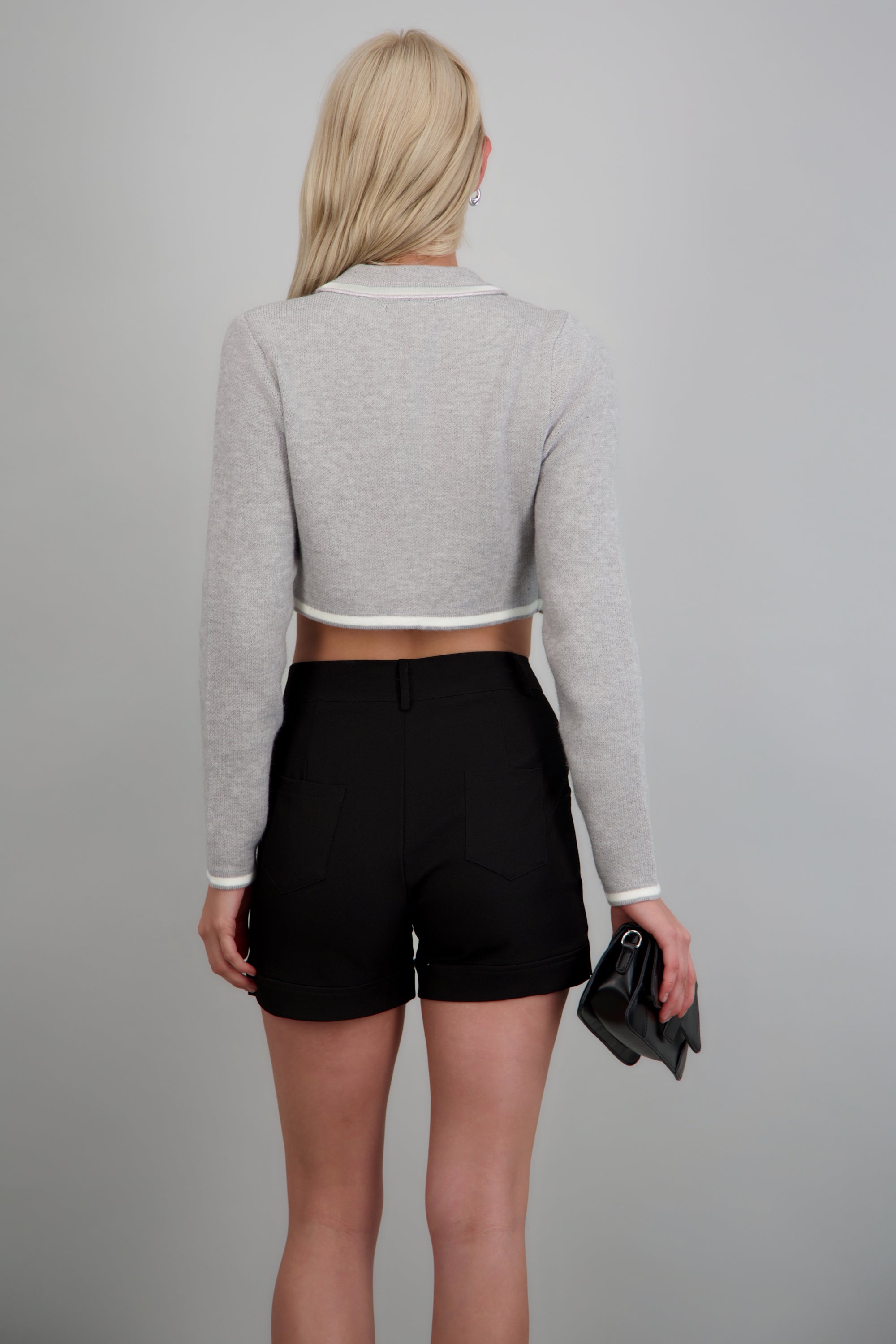Sueter corto contraste GRIS COMBO