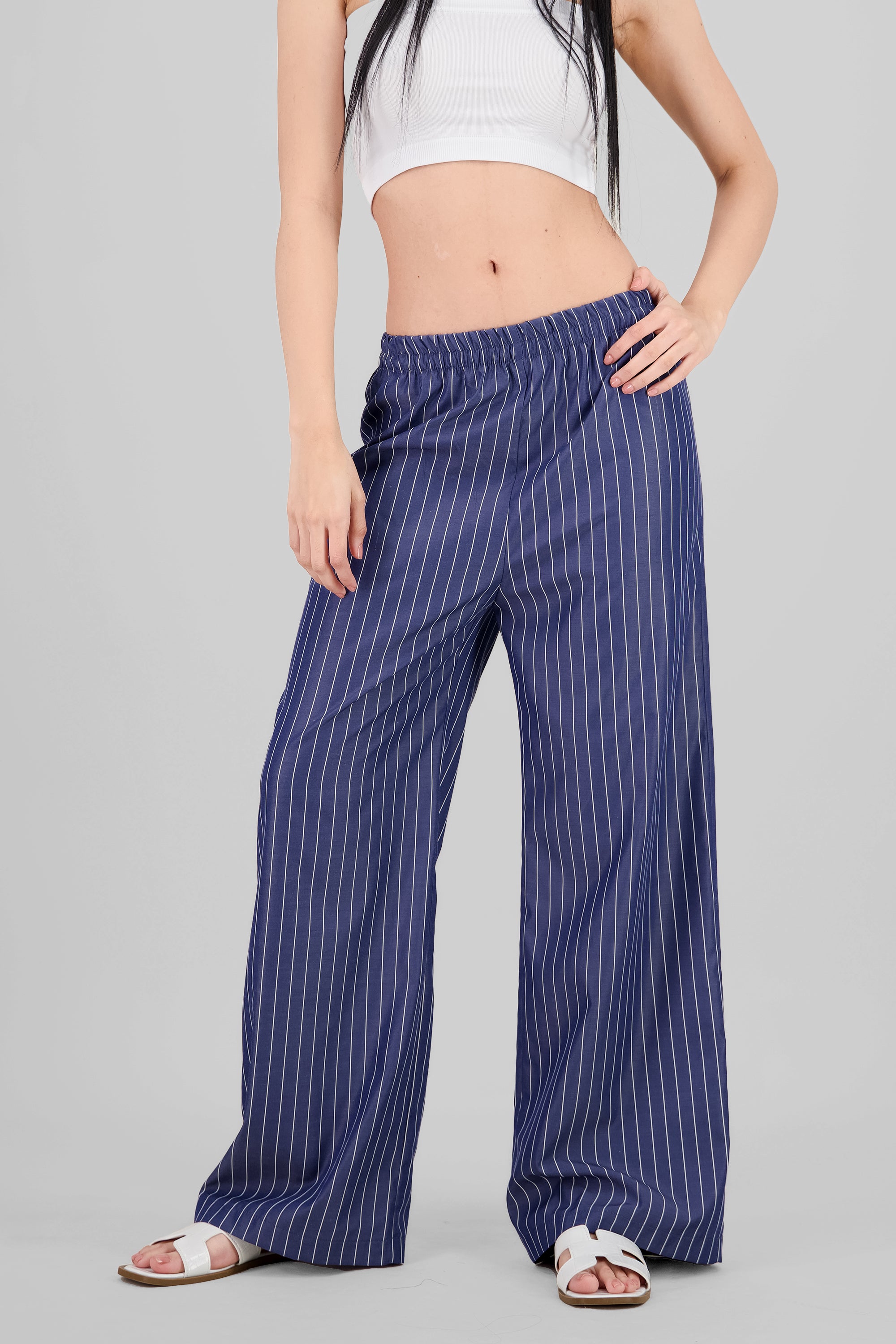 Pantalon amplio rayas AZUL COMBO