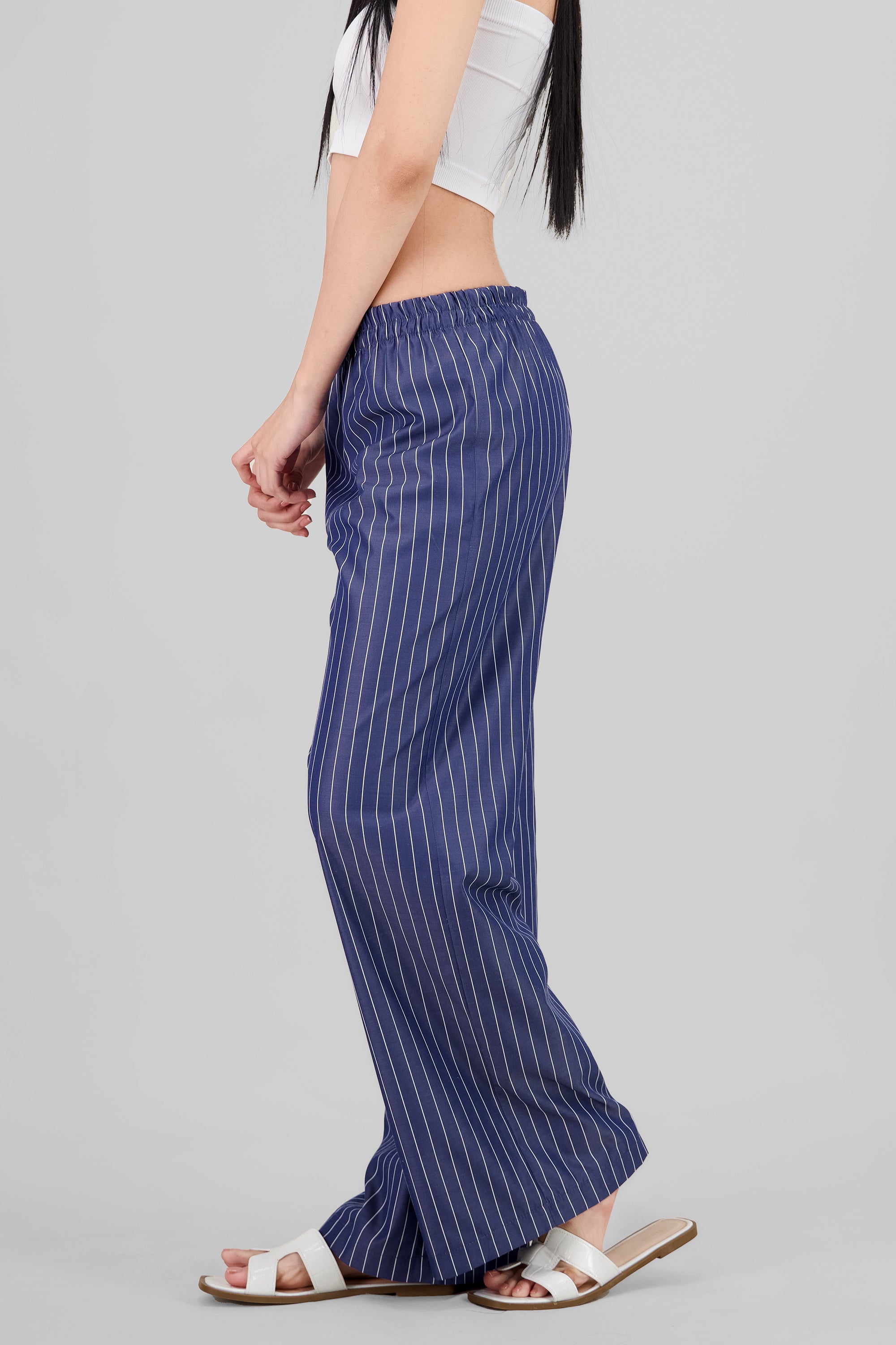 Pantalon amplio rayas AZUL COMBO