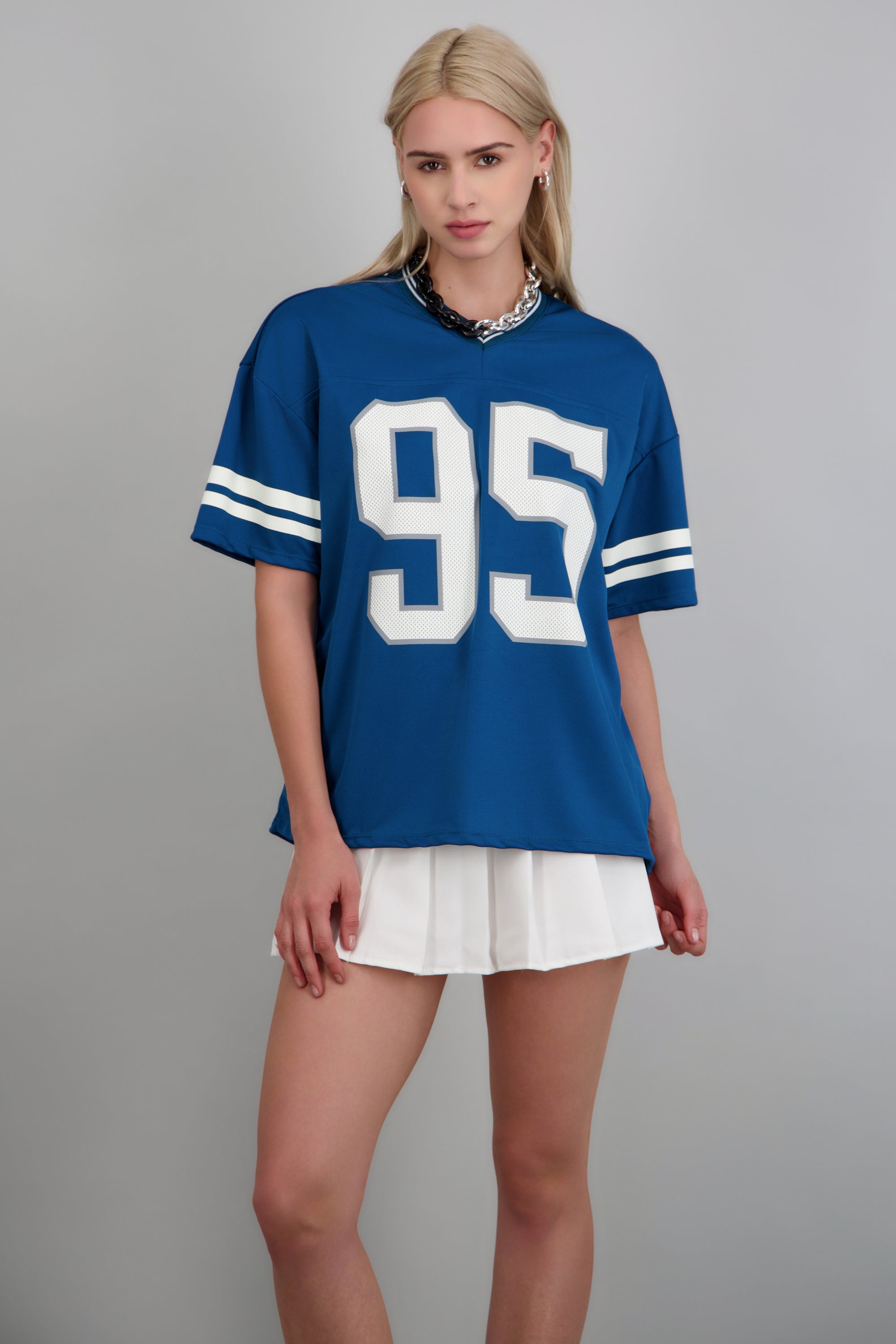 Playera deportiva estampado numeros AZUL PATO
