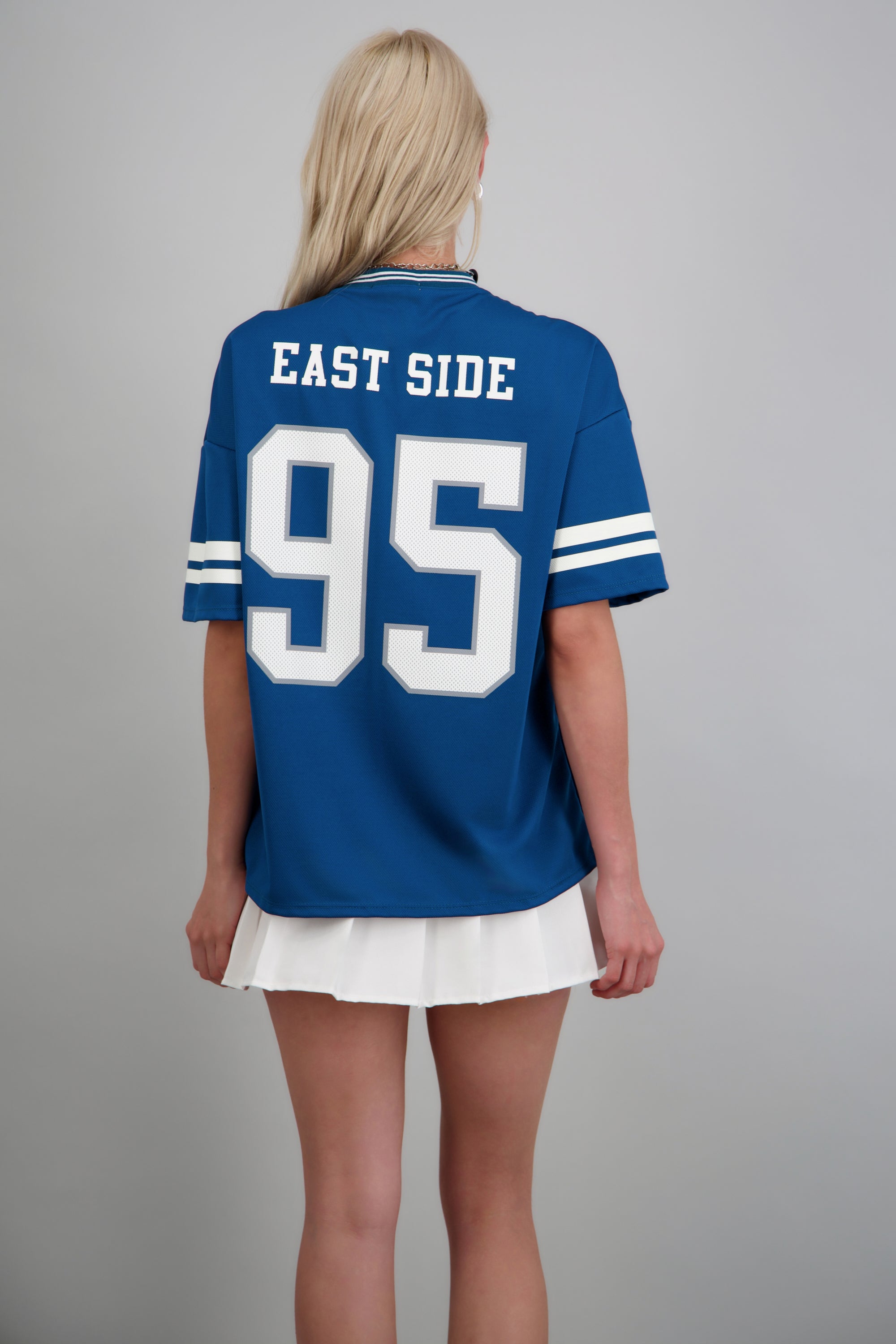 Playera deportiva estampado numeros AZUL PATO