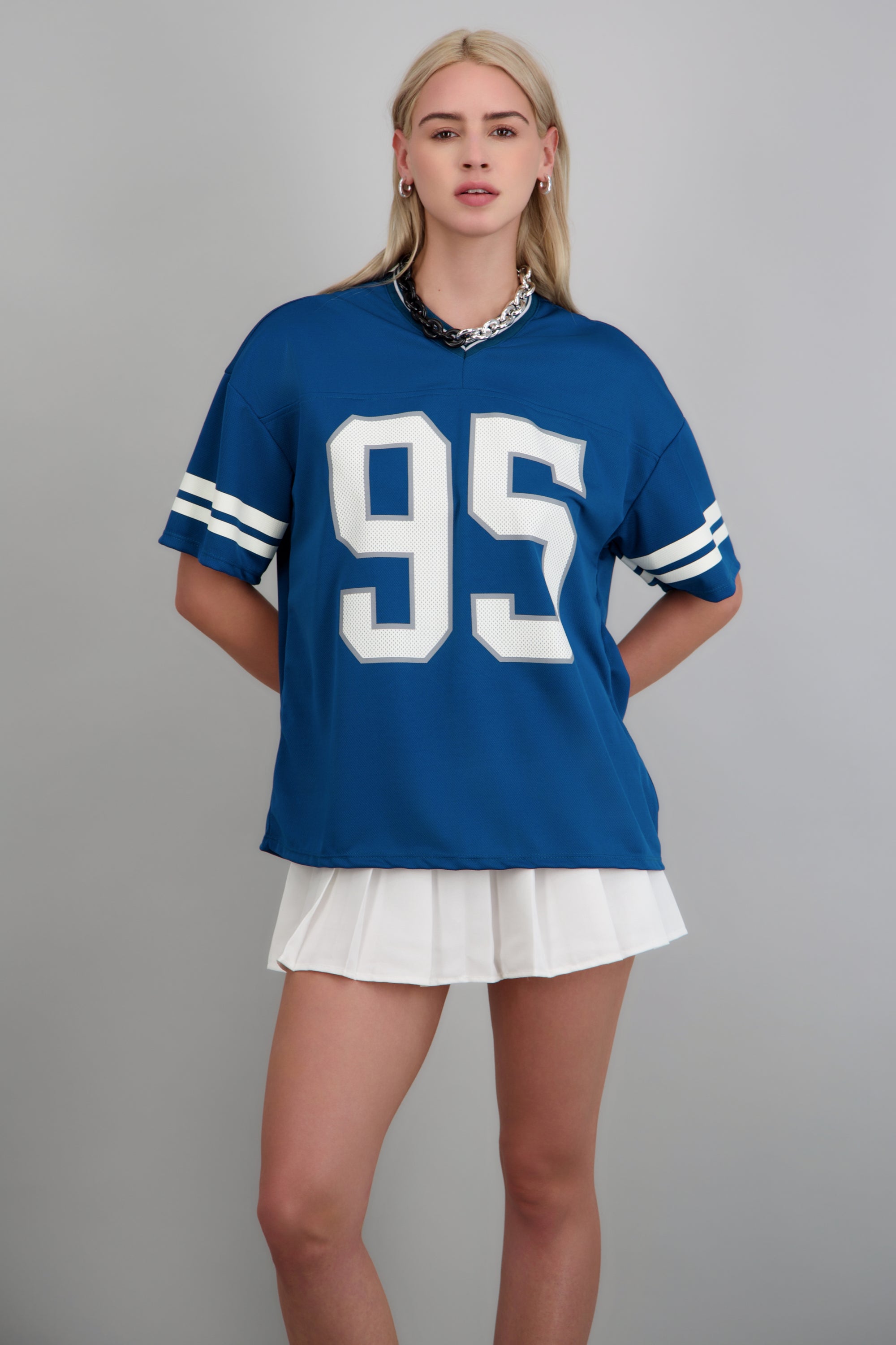 Playera deportiva estampado numeros AZUL PATO